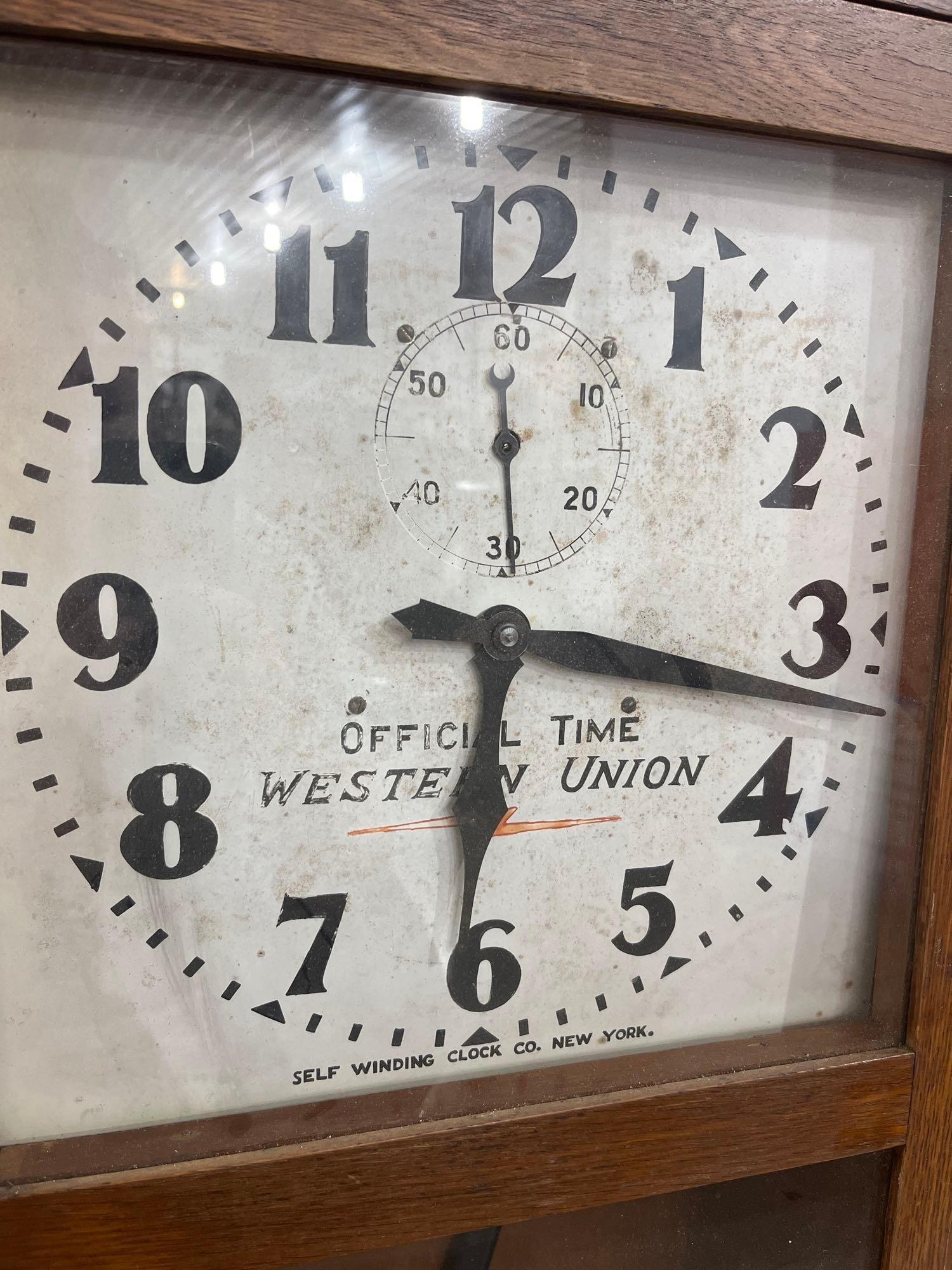 Western Union Oak Wall Regulator Clock - 2