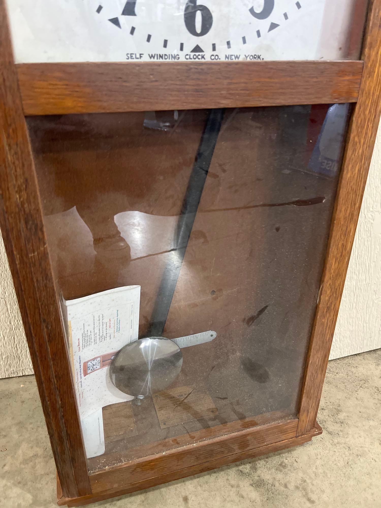 Western Union Oak Wall Regulator Clock - 3