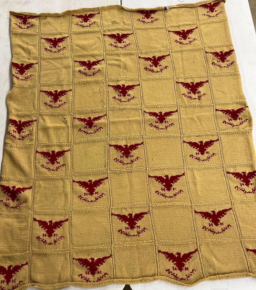 Hand-Knitted USN Eagle Motif Afghan (1 of 5)