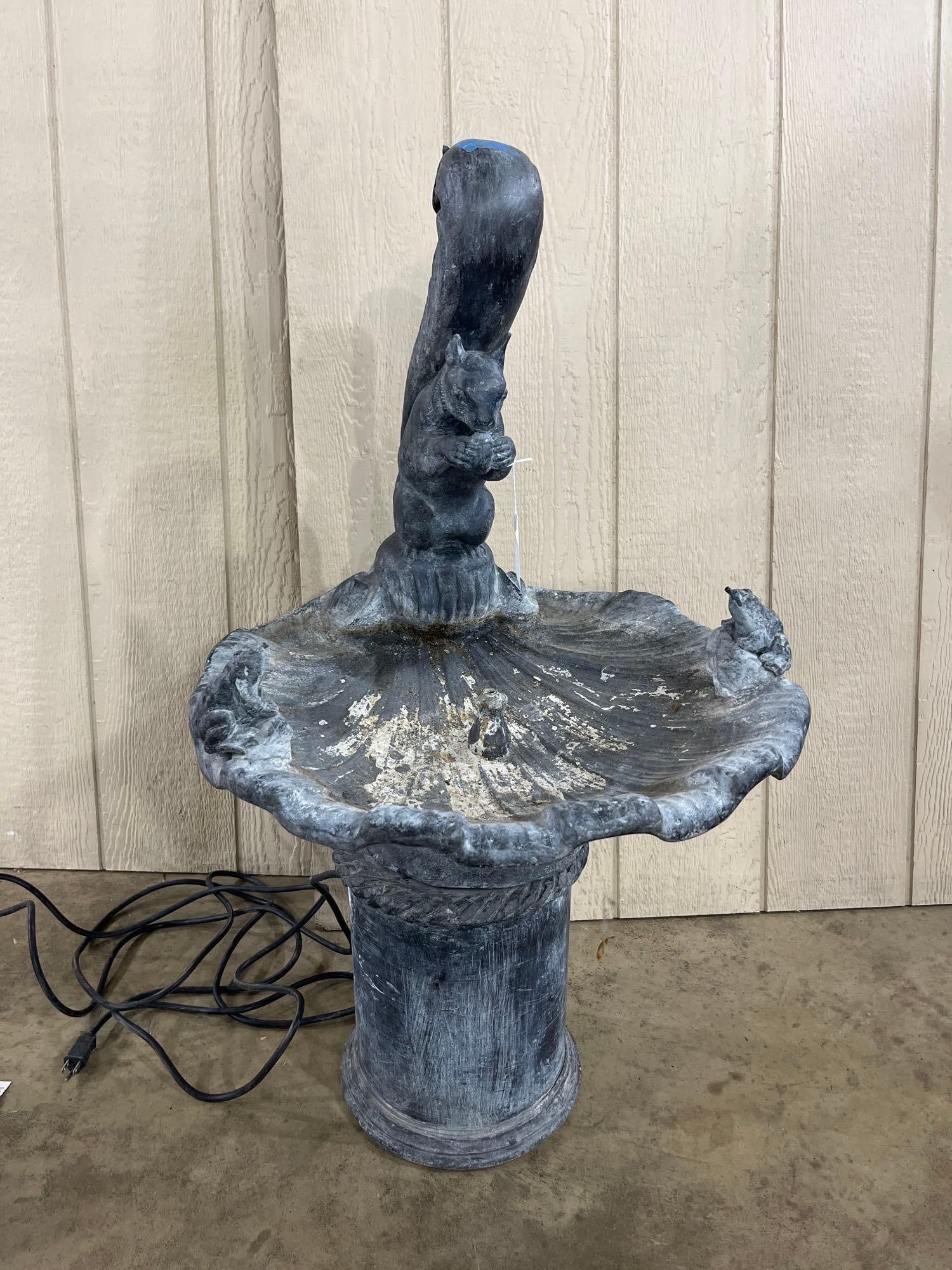 Cast Stone Squirrel & Frog Fountain (1 of 4)