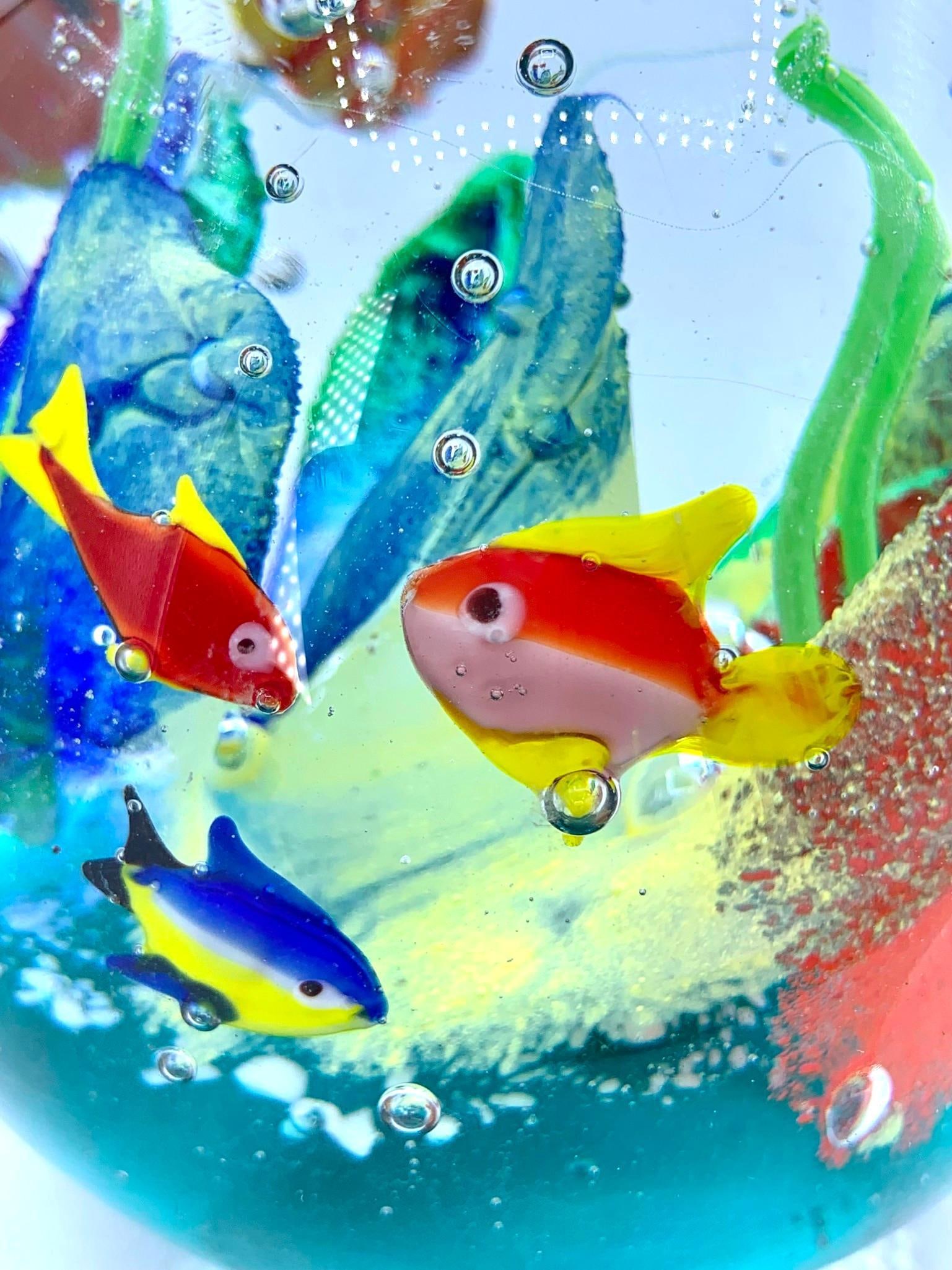 Fantastic Vintage Venetian Aquatic Fish Controlled Bubble Large Undersea Art Glass Aquarium (1 of 9)