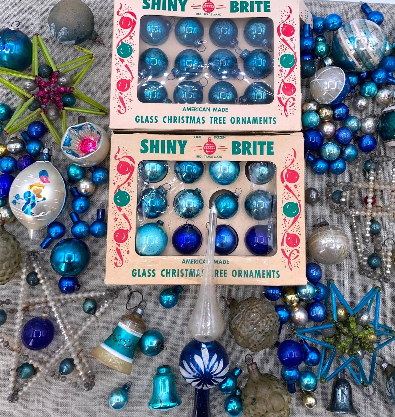 117 pc Antique to Vintage Feather Tree Miniature Mercury Glass Christmas Tree Ornament Collection (1 of 13)