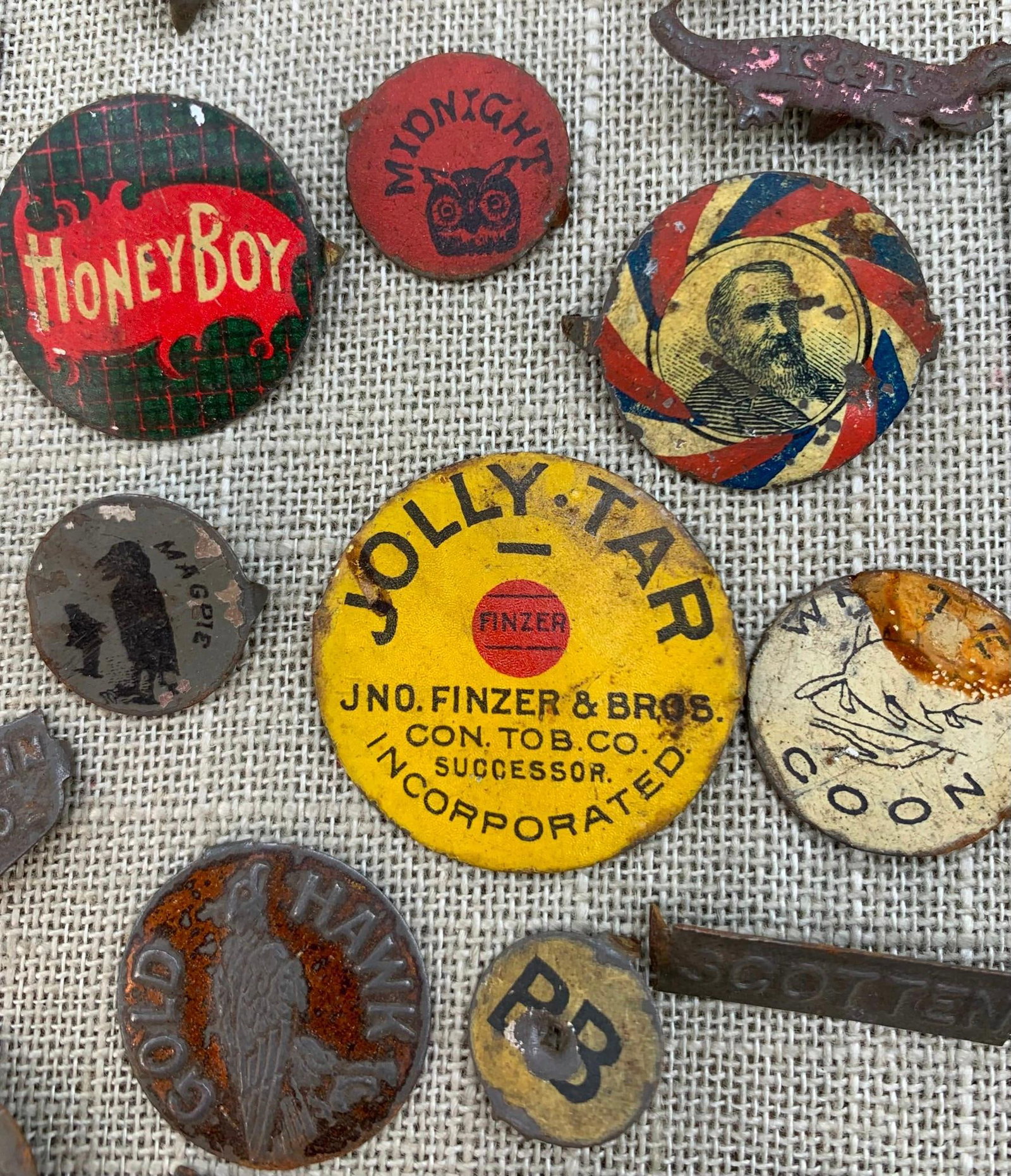 125 pc Antique Advertising Tin Tobacco Tags Collection (1 of 5)