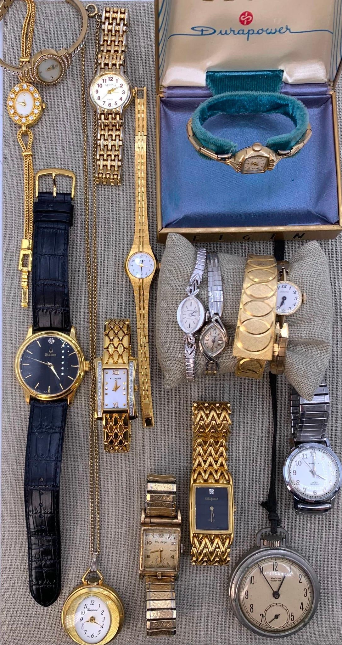 16 Vintage Lucerne, Bulova, Wittnauer, Caravelle, Westclox, Elgin, Benrus, American Heritage Watches (1 of 17)
