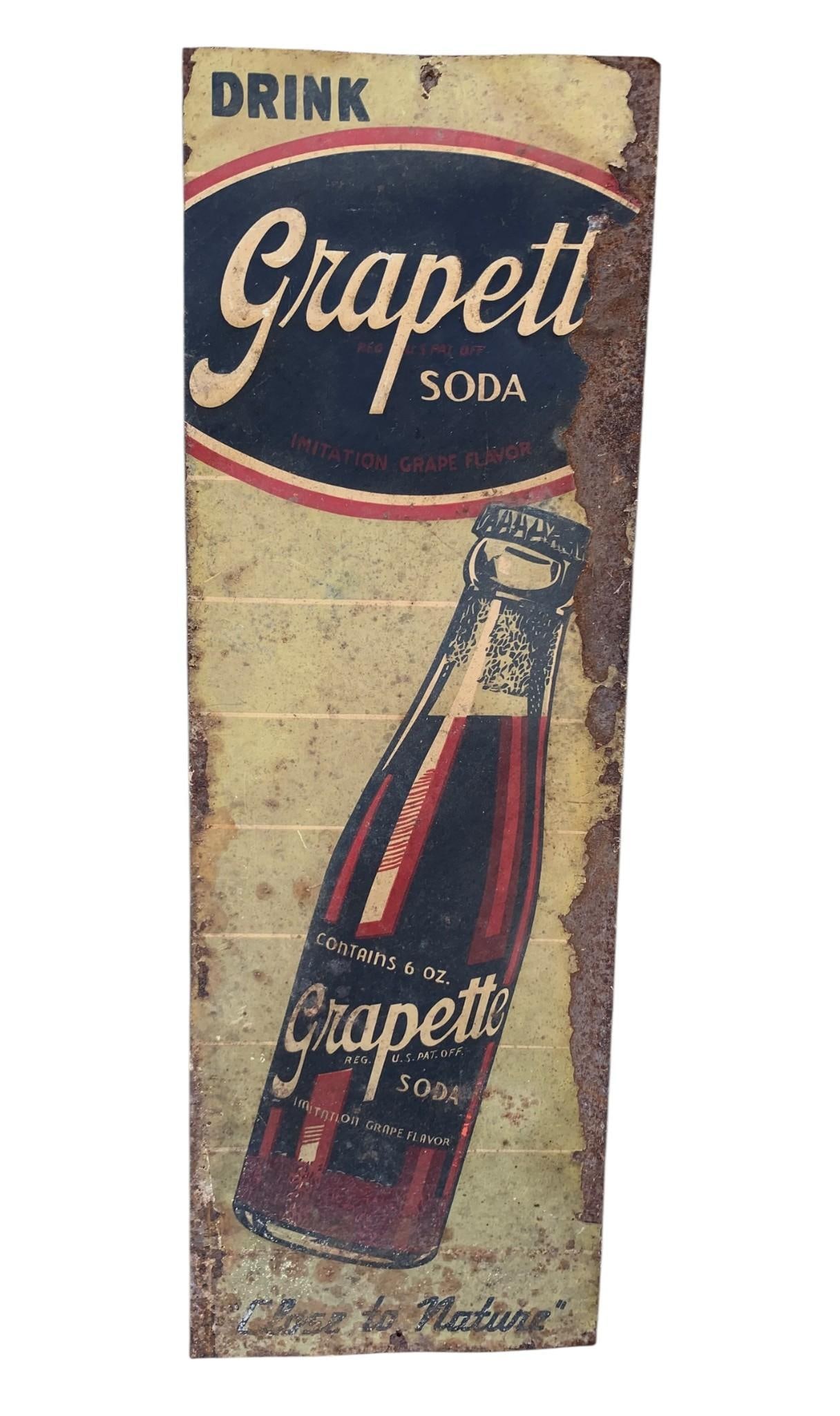 Vintage General Store, Soda Shop, Grapette Metal Soda Advertising Sign (1 of 5)