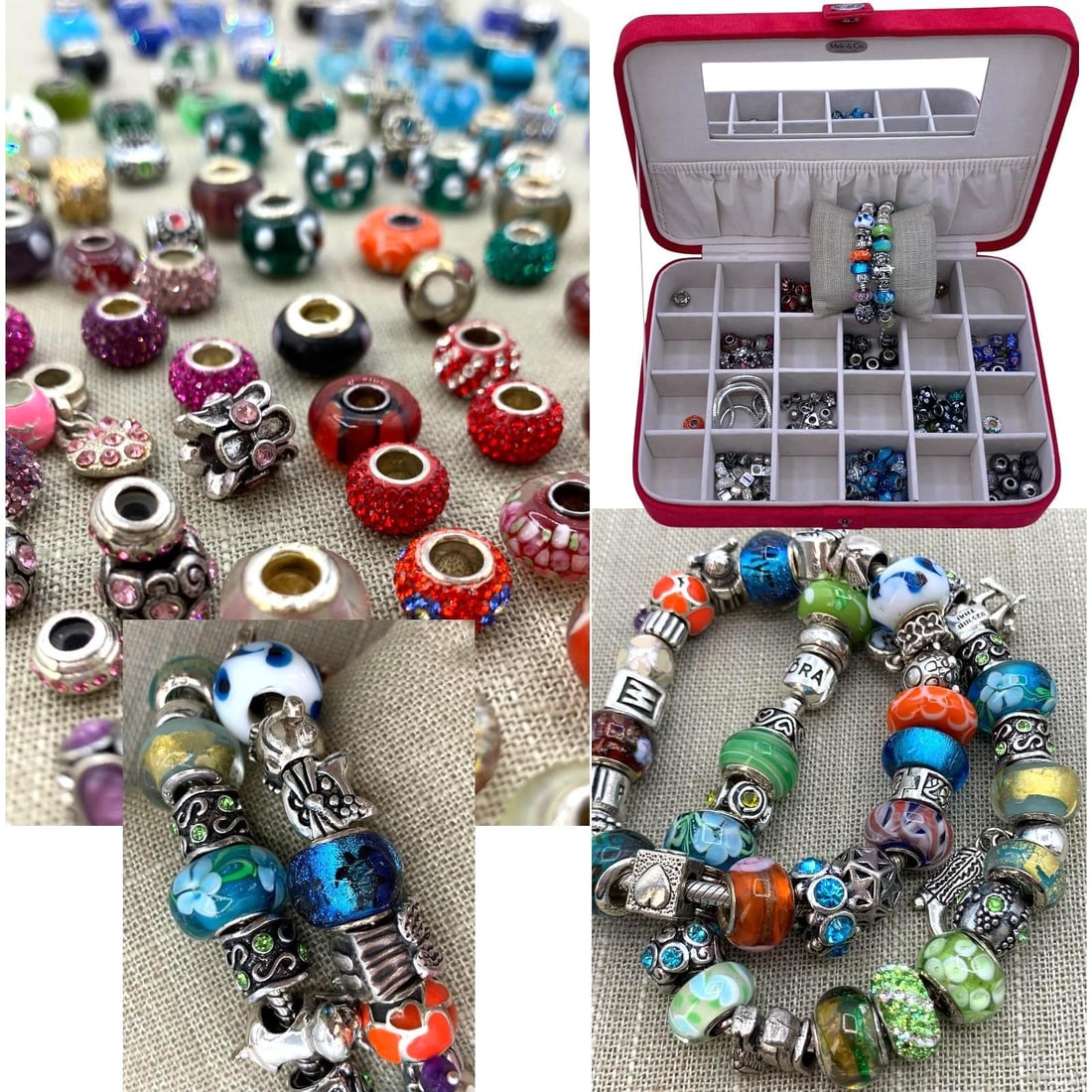 2 PANDORA Charm Bracelets, 140 Extra Beads, 925 Serpentine Bracelet, Necklace and Charm Storage Case (1 of 15)