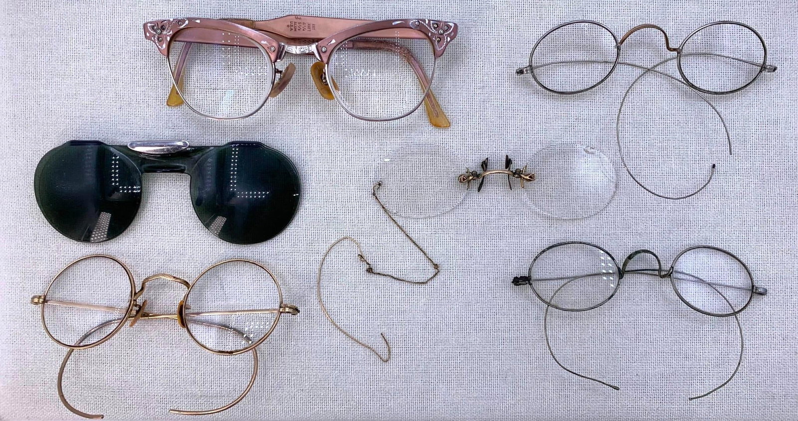 6 pc Antique to Vintage Pince Nez, Spectacle, Eyeglass, Early Clip-on Sunglass Collection (1 of 16)