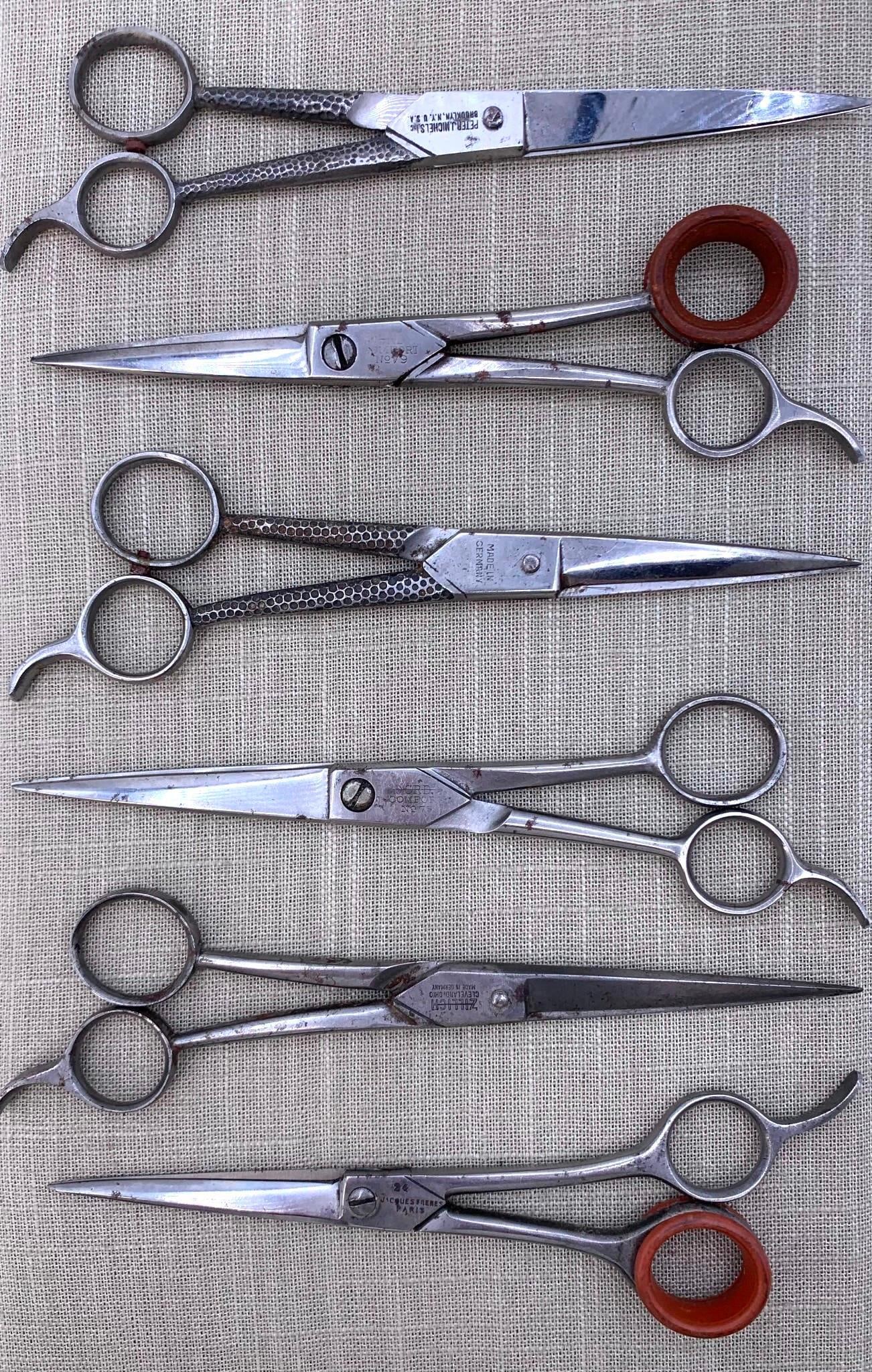 6 Antique to Vintage France, Germany, USA Made Barber Scissors (1 of 8)
