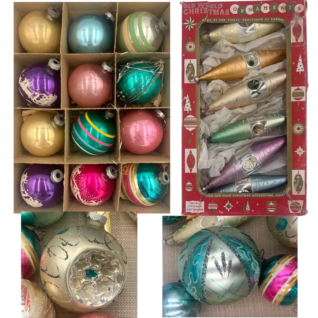 21 Vintage West Germany, USA, Shiny Brite Glass Christmas Tree Ornaments (1 of 17)