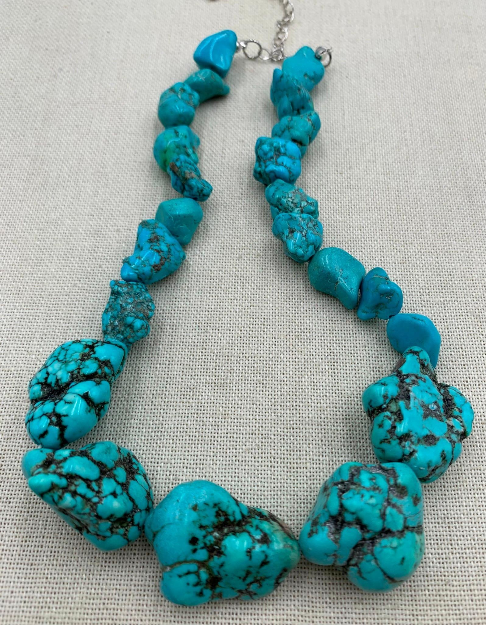 Stunning Tumbled Large Carat Turquoise Nugget Gemstone Necklace (1 of 6)