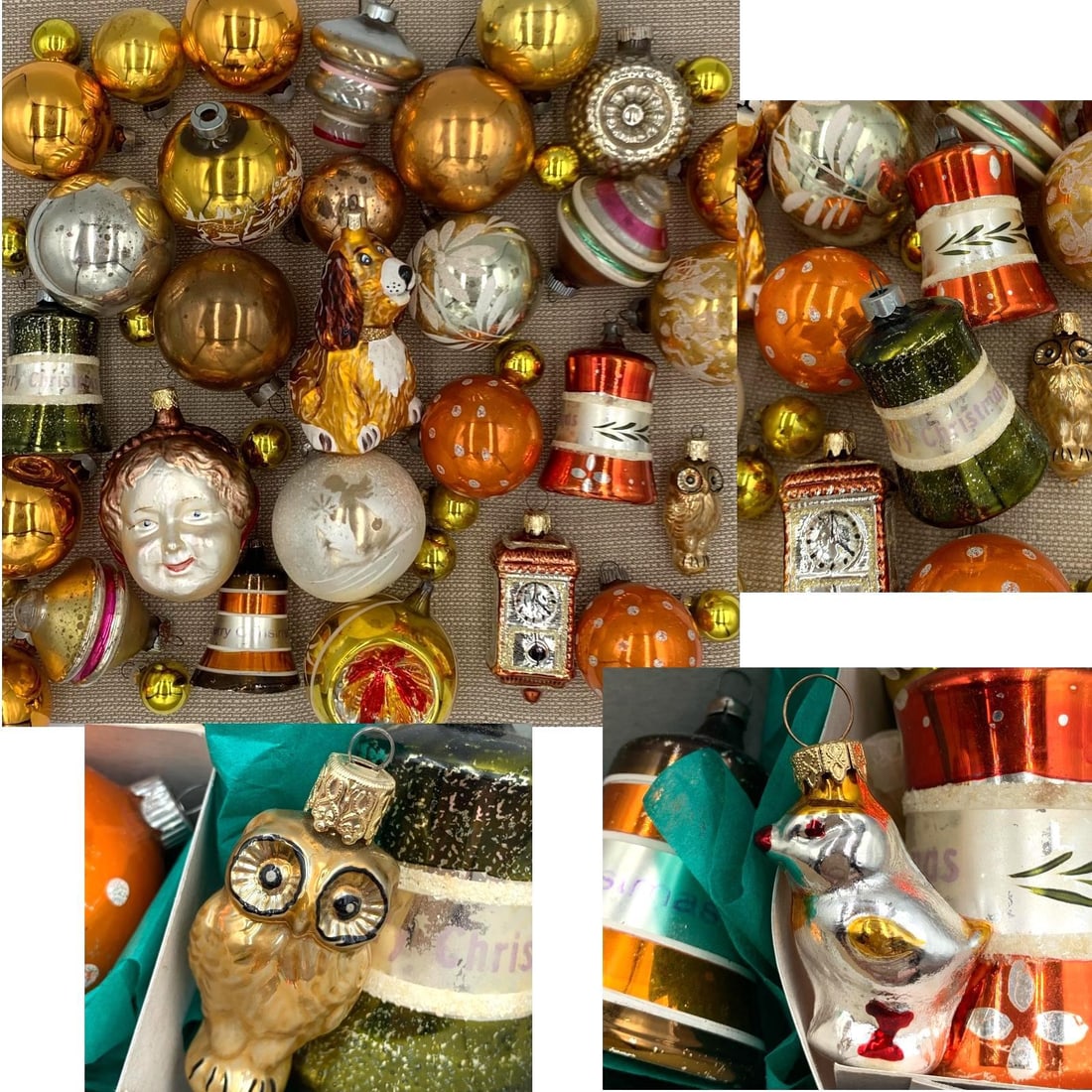 42 pc Unusual Vintage Cinnamon Spice, Olive & Nutmeg Glass Christmas Ornament Collection (1 of 14)