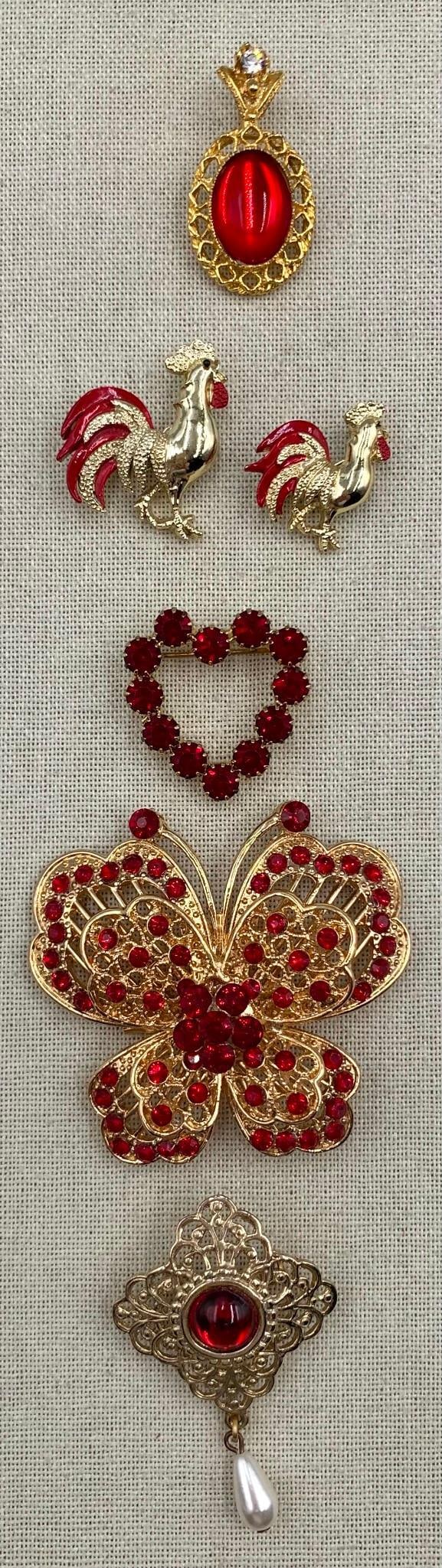 Bold 26 pc Vintage Ruby Red Jewelry Collection - 10