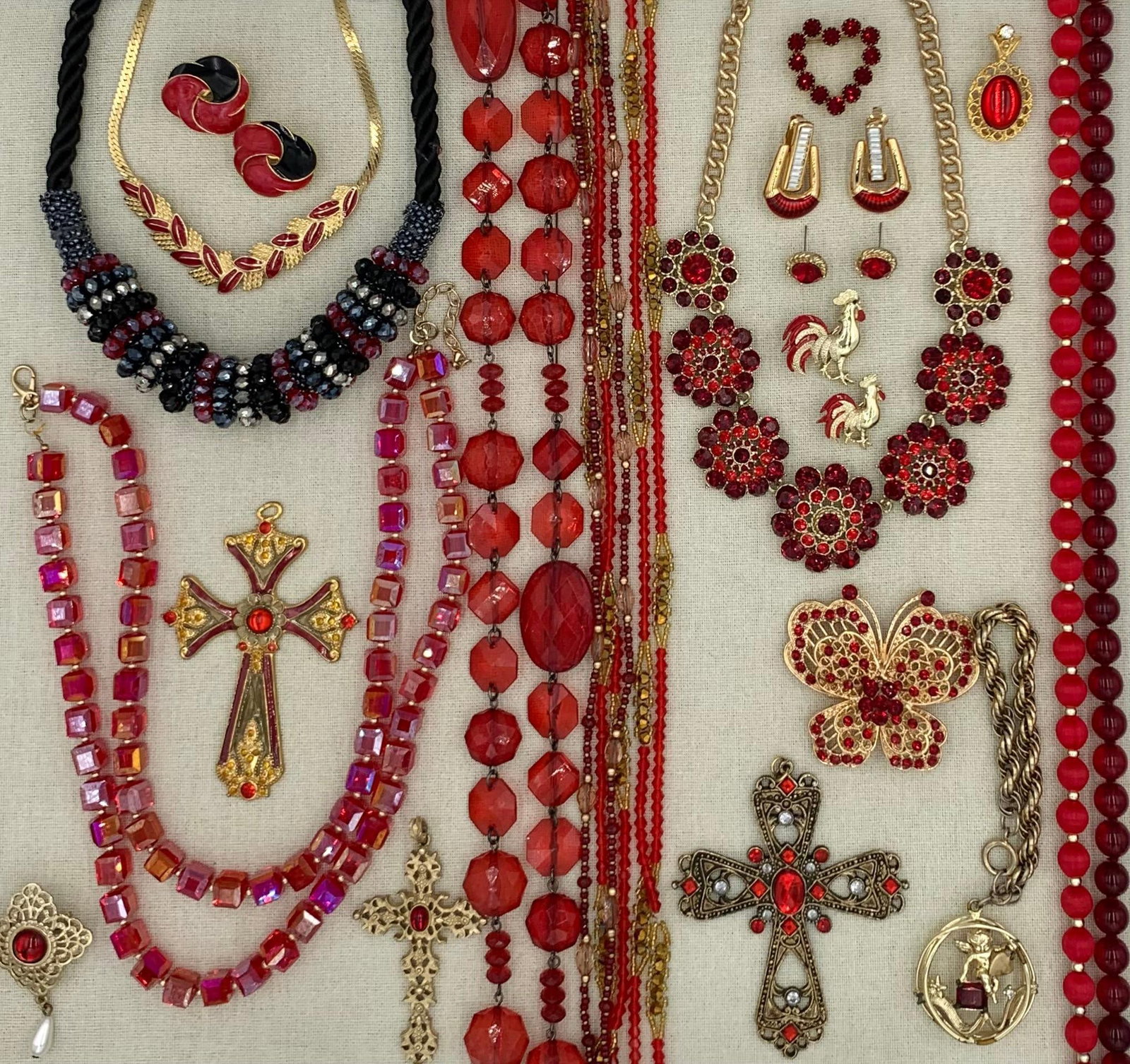 Bold 26 pc Vintage Ruby Red Jewelry Collection (1 of 14)