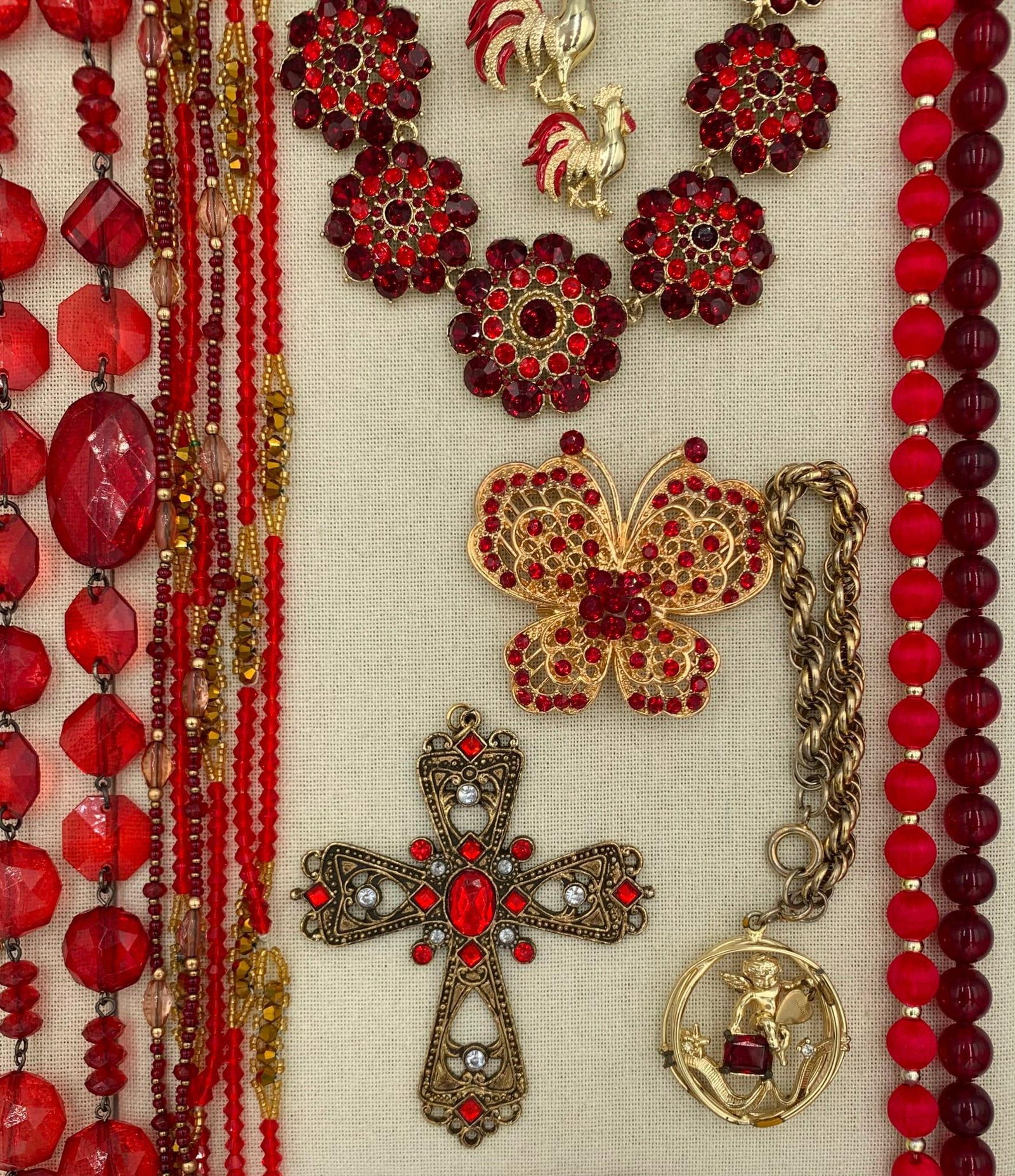 Bold 26 pc Vintage Ruby Red Jewelry Collection - 3