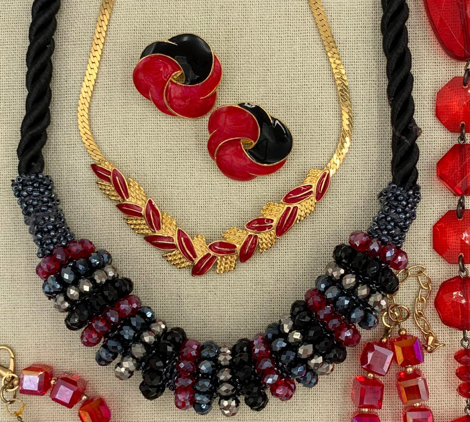 Bold 26 pc Vintage Ruby Red Jewelry Collection - 7