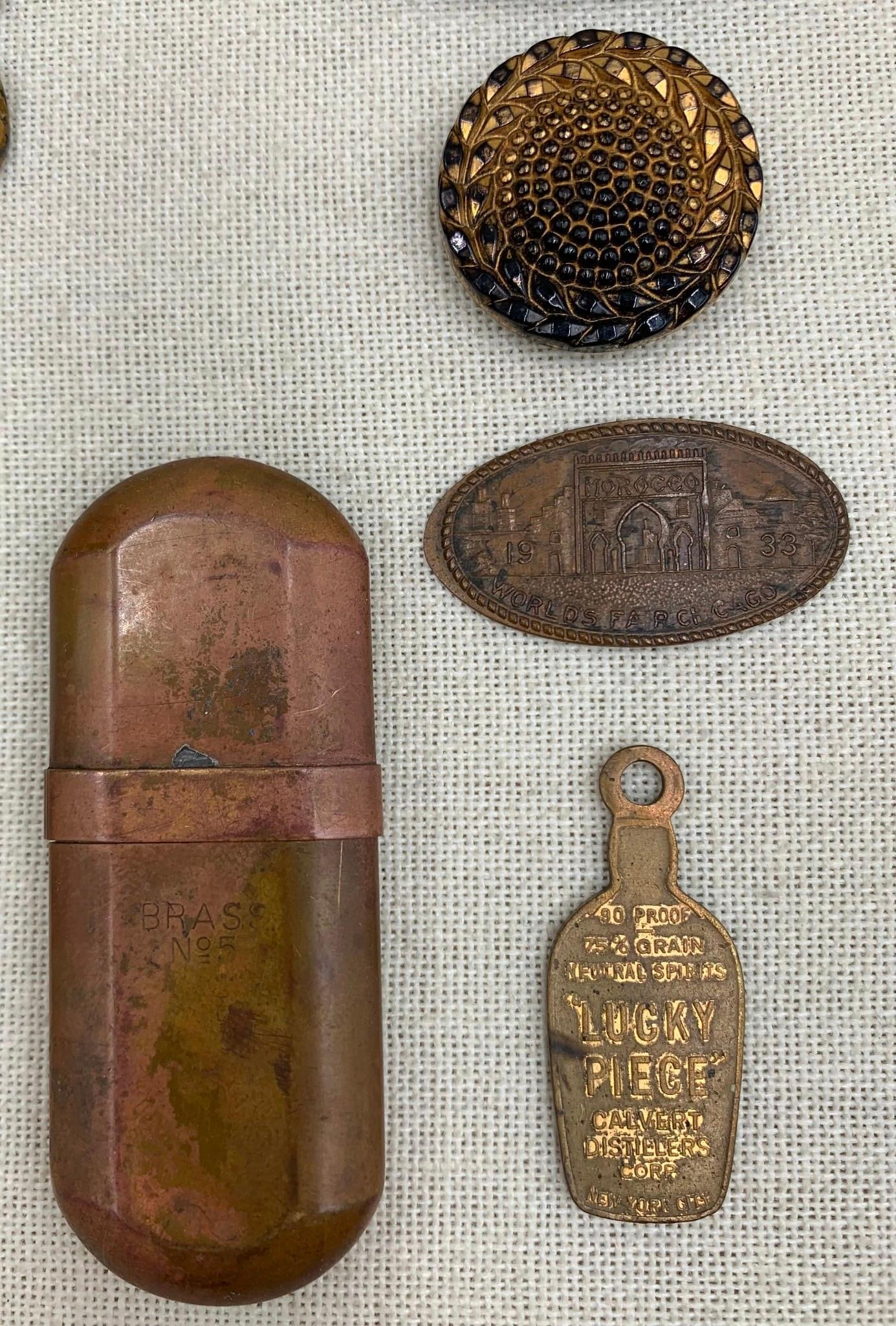 Antique Franz Bergman Style Bronze, Russian Lacquer, 1906 Pressed Indian Penny Curiosities Lot - 3