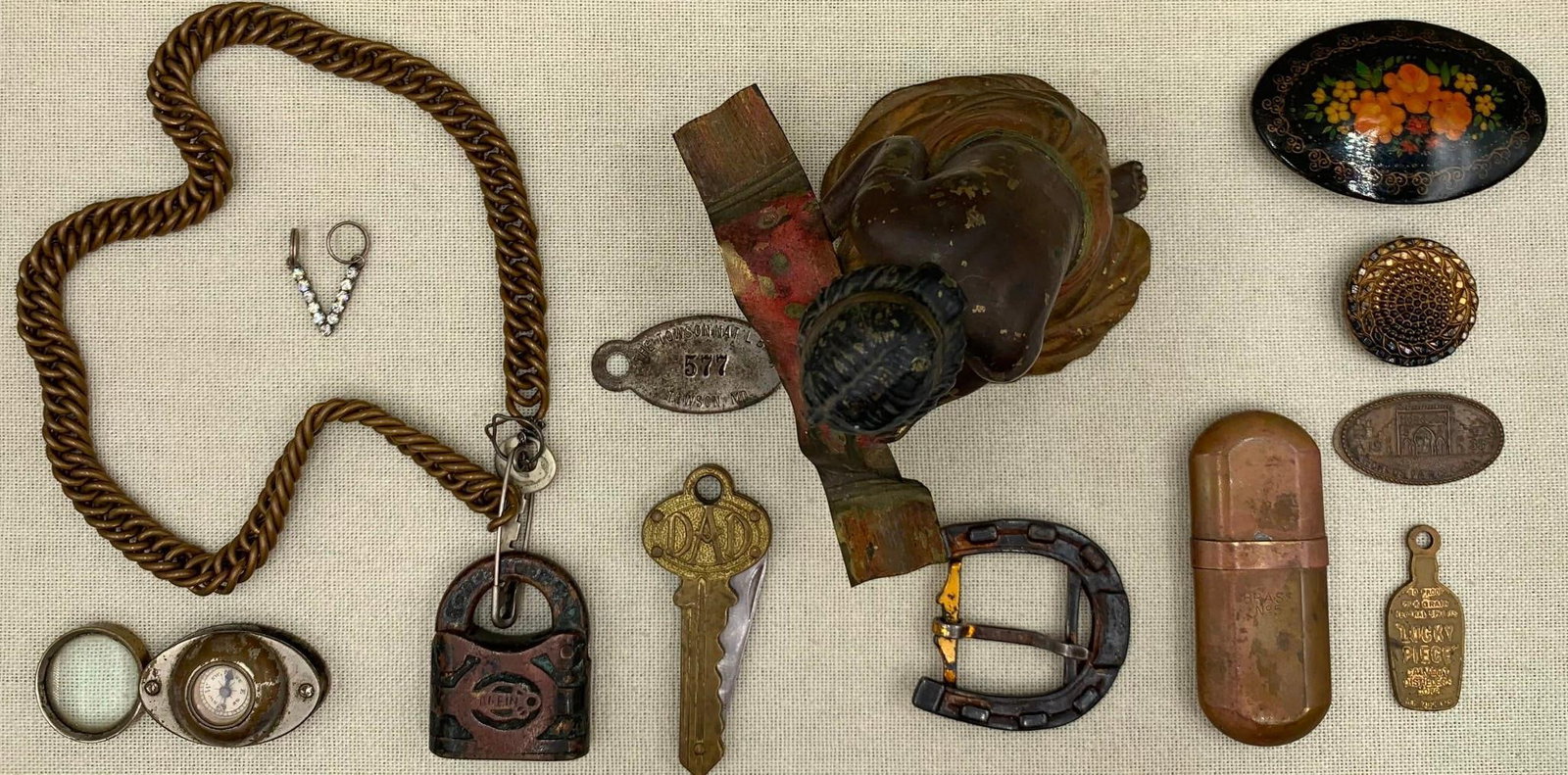 Antique Franz Bergman Style Bronze, Russian Lacquer, 1906 Pressed Indian Penny Curiosities Lot - 7