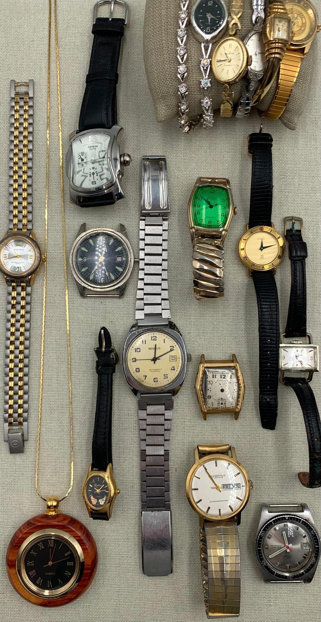 18 pc Vintage Gucci, Benrus, Sheffield, Legant, Wedgefield, Defender, Watch Collection - 2