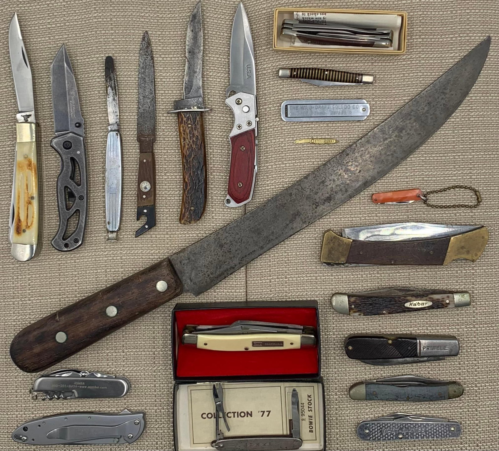 20 Vintage Buck, Sterling Silver, Frost Cutlery, Primble, S K Co., Kabar, Sheffield Pipe Knives (1 of 16)