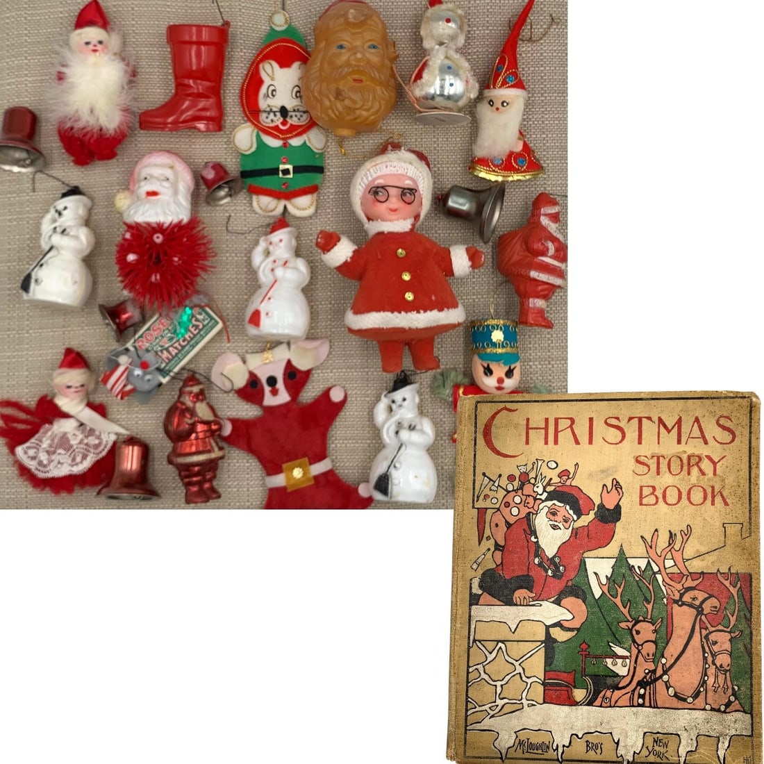 Antique Christmas Storybook and 22 Vintage Christmas Ornaments (1 of 20)