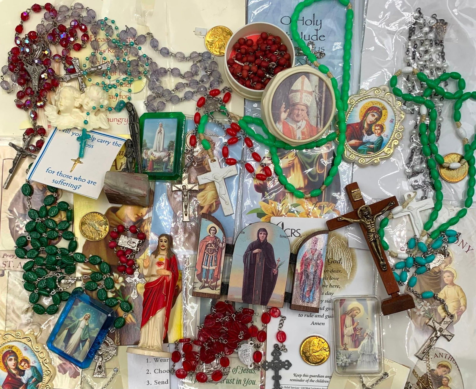 37 pc Catholic, Christianity, Spiritual Rosary, Saint, Icon Collection (1 of 10)