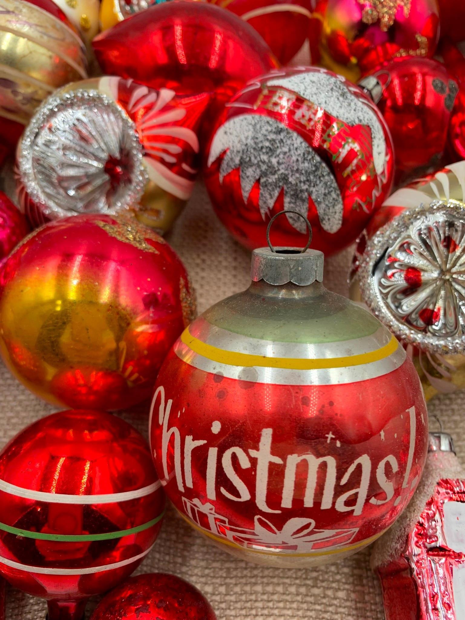 36 Antique to Vintage Ruby Red Glass Christmas Tree Ornaments (1 of 12)