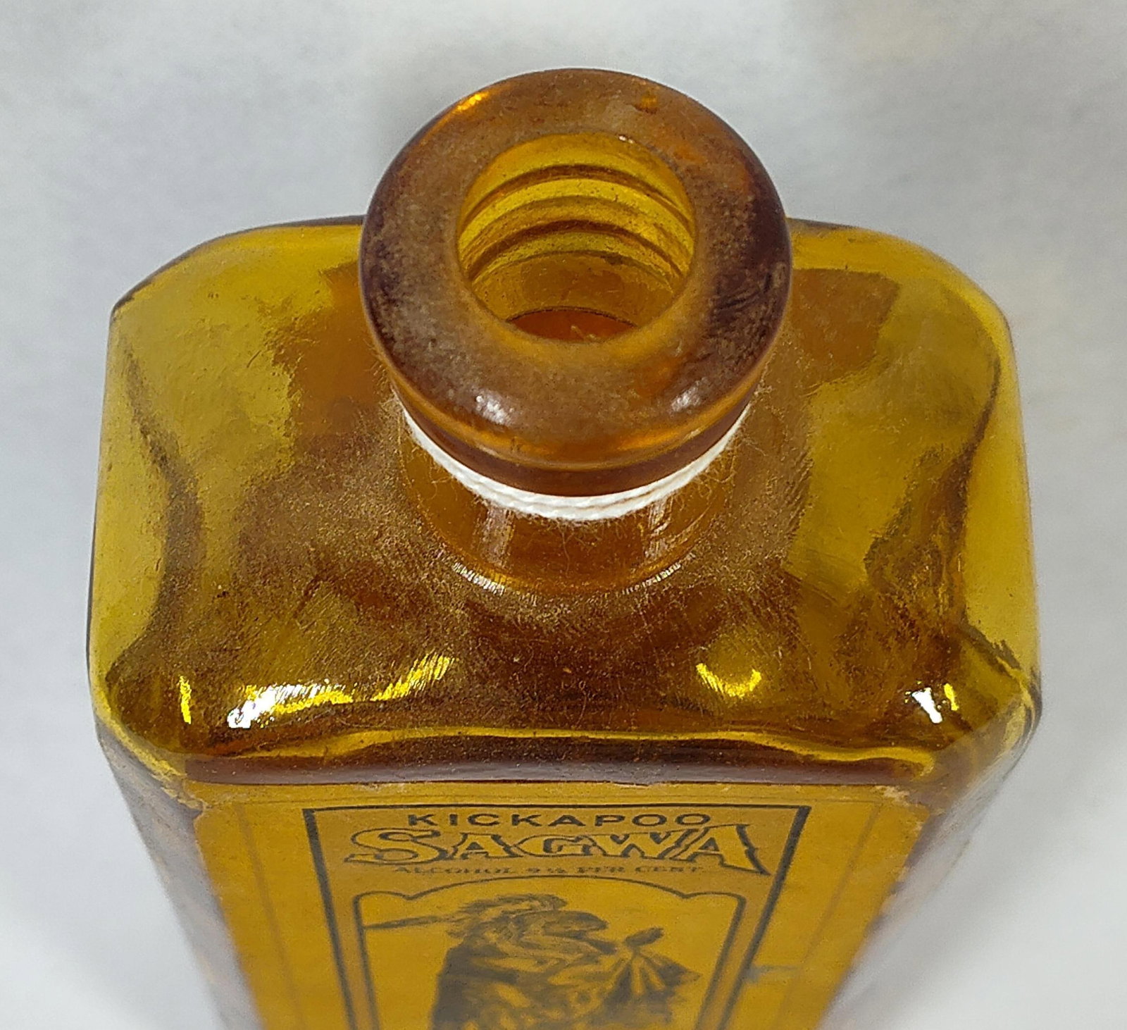Kickapoo Sagwa Amber Bottle w/ Labels - 3
