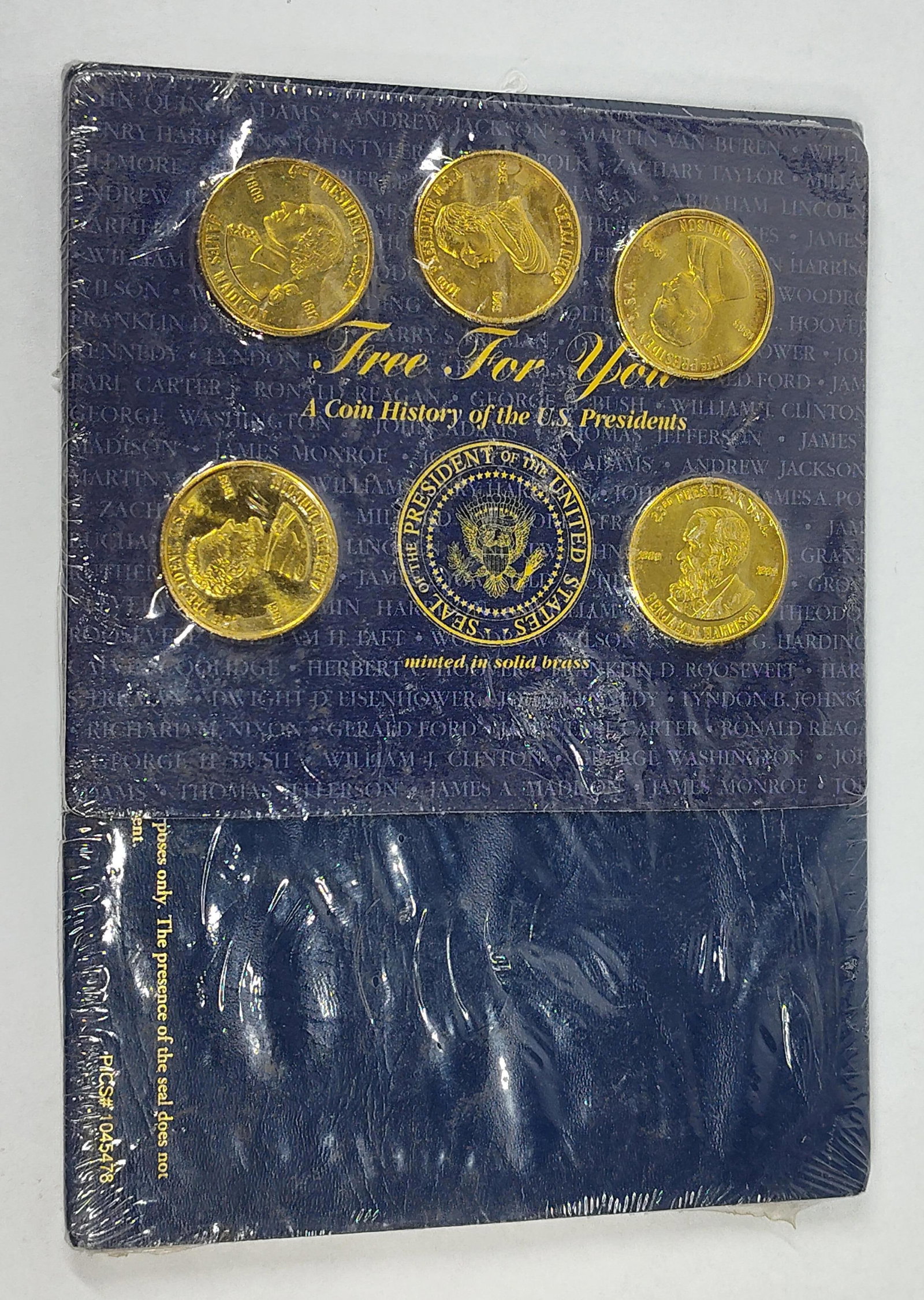 Reader's Digest US Presidential Tokens: A collection of commemorative brass medals titled A Coin History of the U.S. Presidents, attributed to Reader's Digest based on market consensus. The set features gold-colored tokens minted in