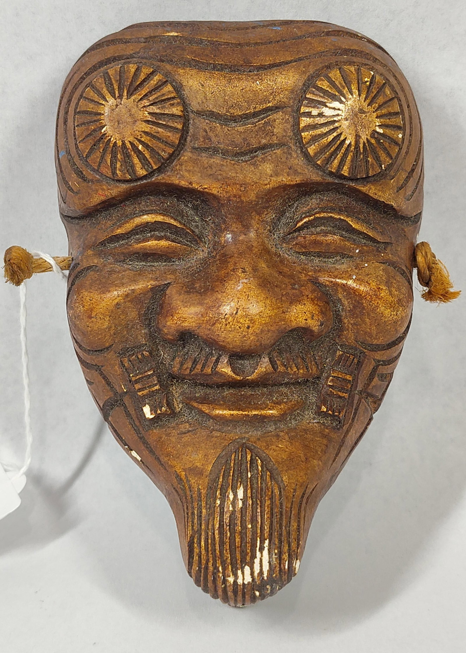 Japanese Carved & Gilded Okina Noh Mask (1 of 3)
