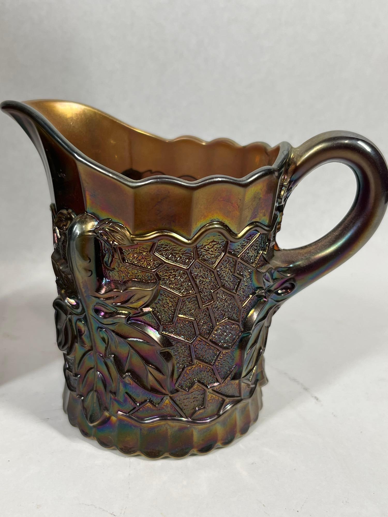 Maple Leaf Amethyst Carnival Glass Set - 2