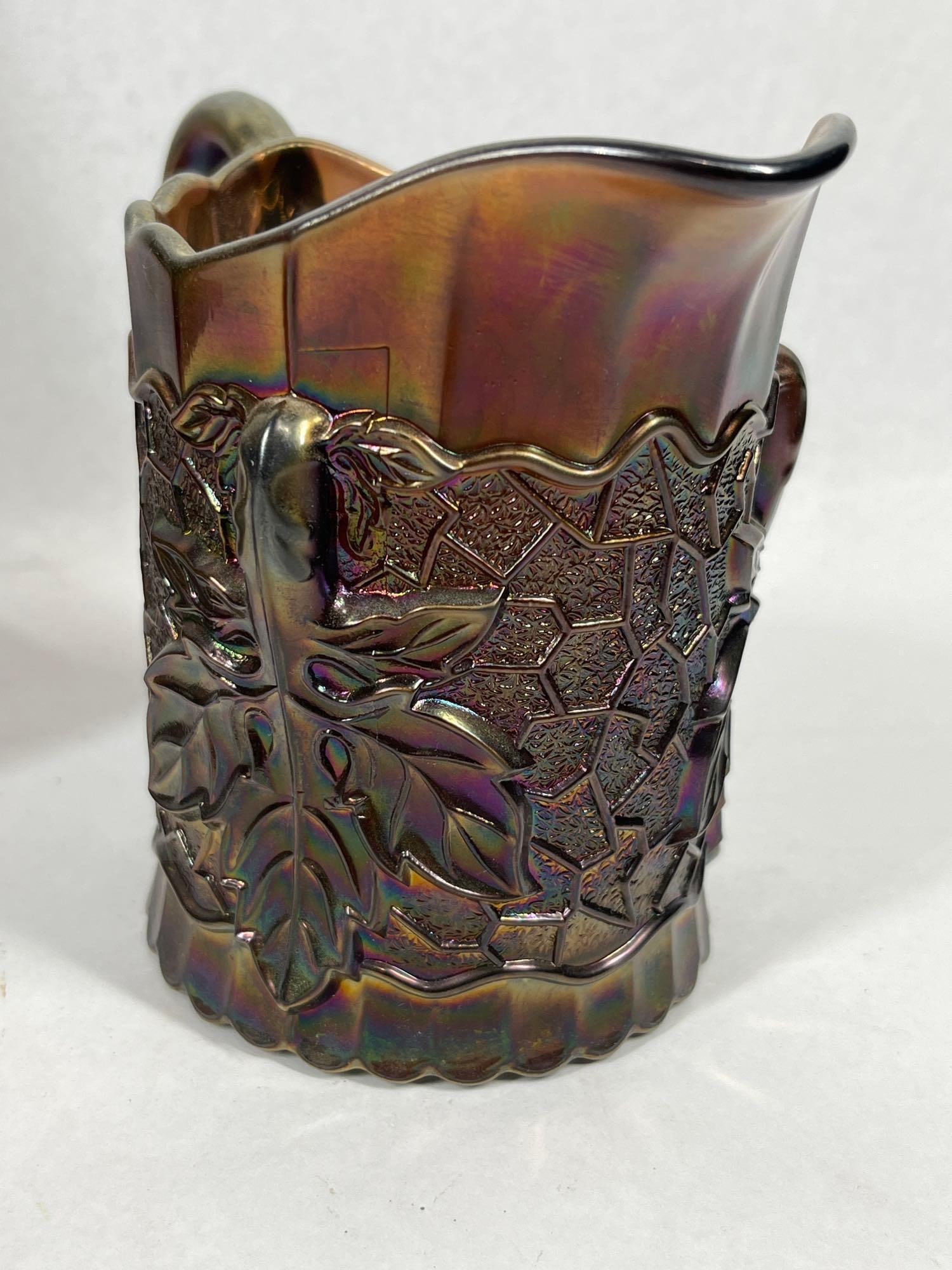 Maple Leaf Amethyst Carnival Glass Set - 3
