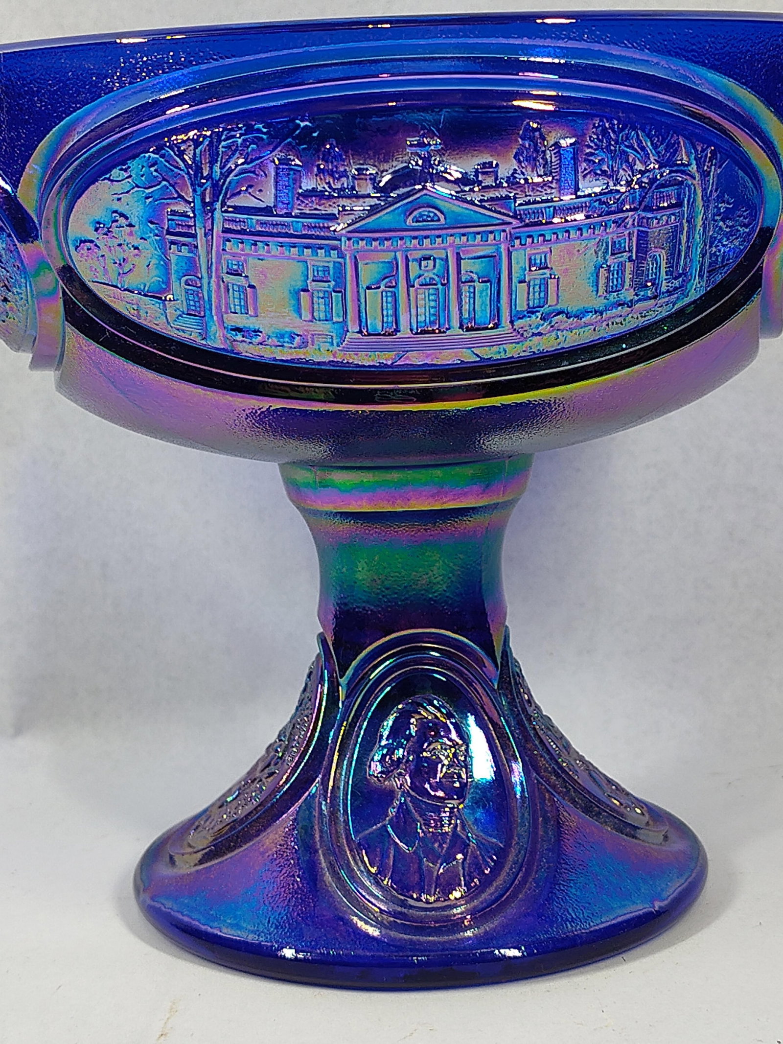 Fenton Jefferson Cobalt Covered Compote - 10