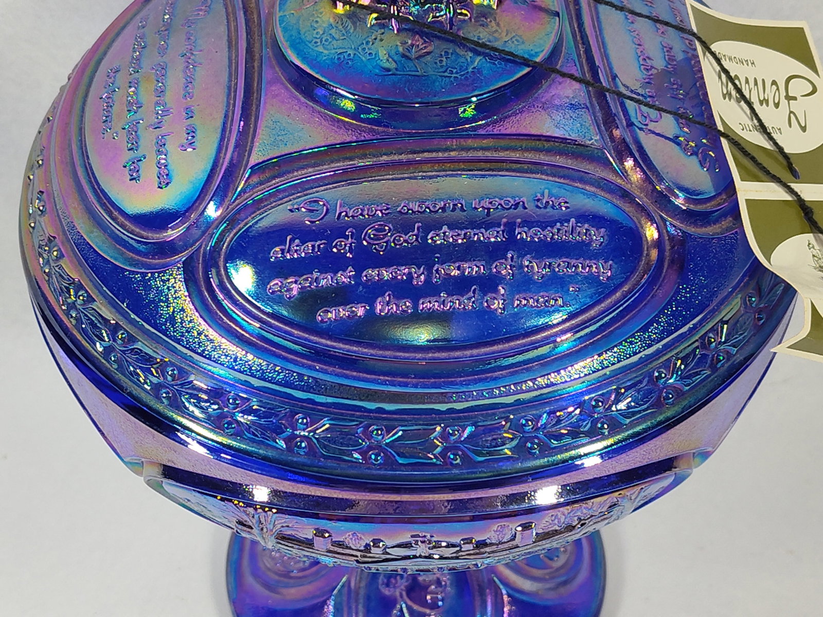 Fenton Jefferson Cobalt Covered Compote - 2