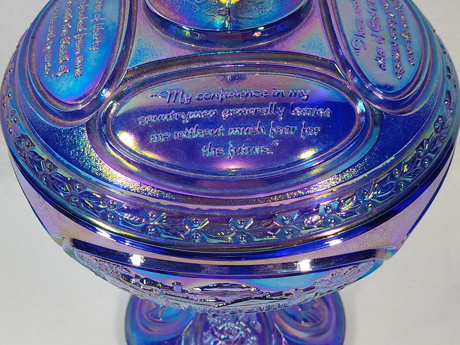 Fenton Jefferson Cobalt Covered Compote - 3