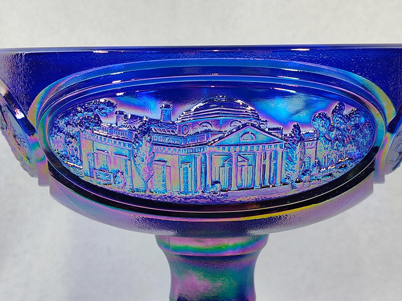 Fenton Jefferson Cobalt Covered Compote - 7