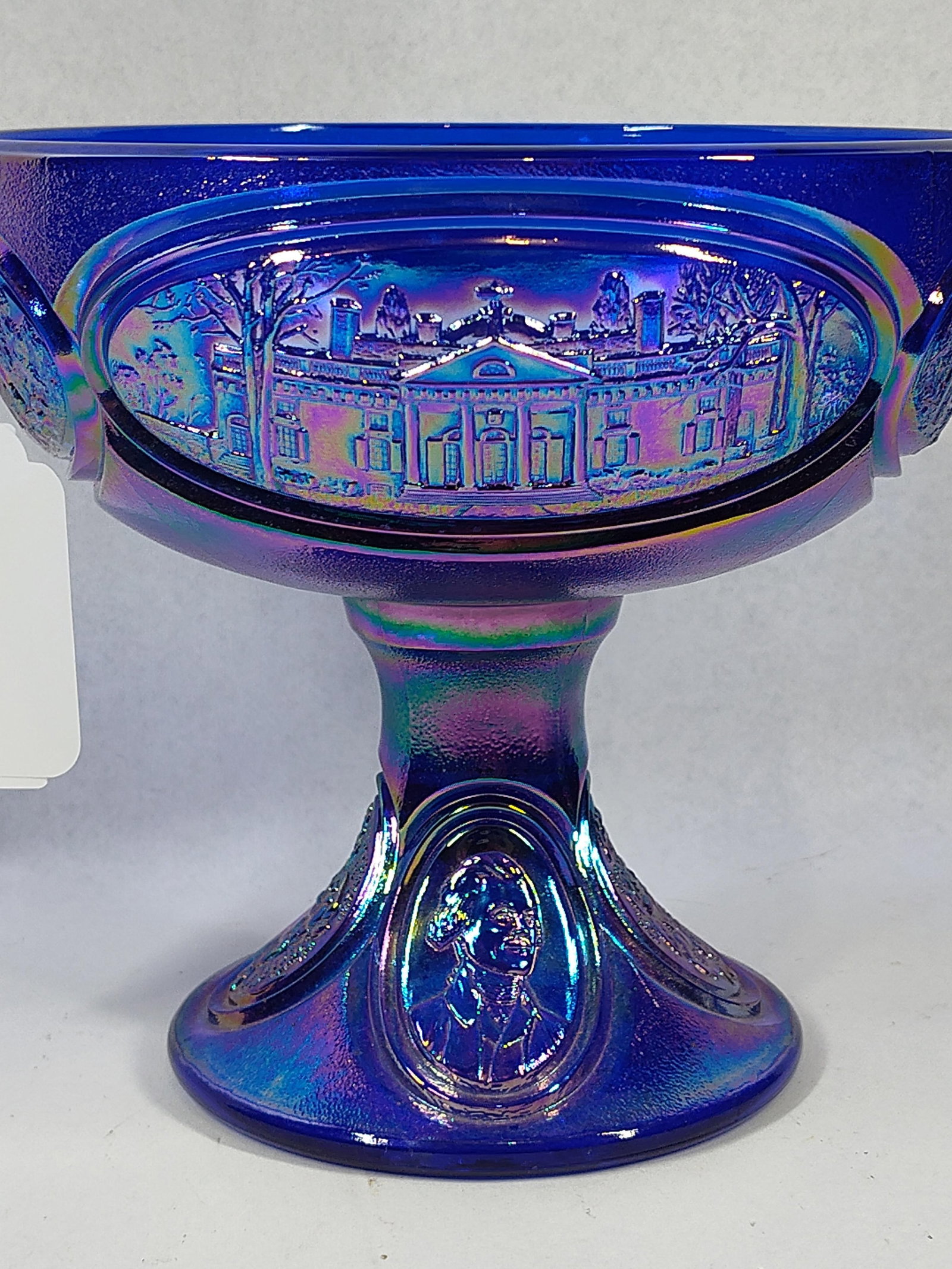 Fenton Jefferson Cobalt Covered Compote - 8