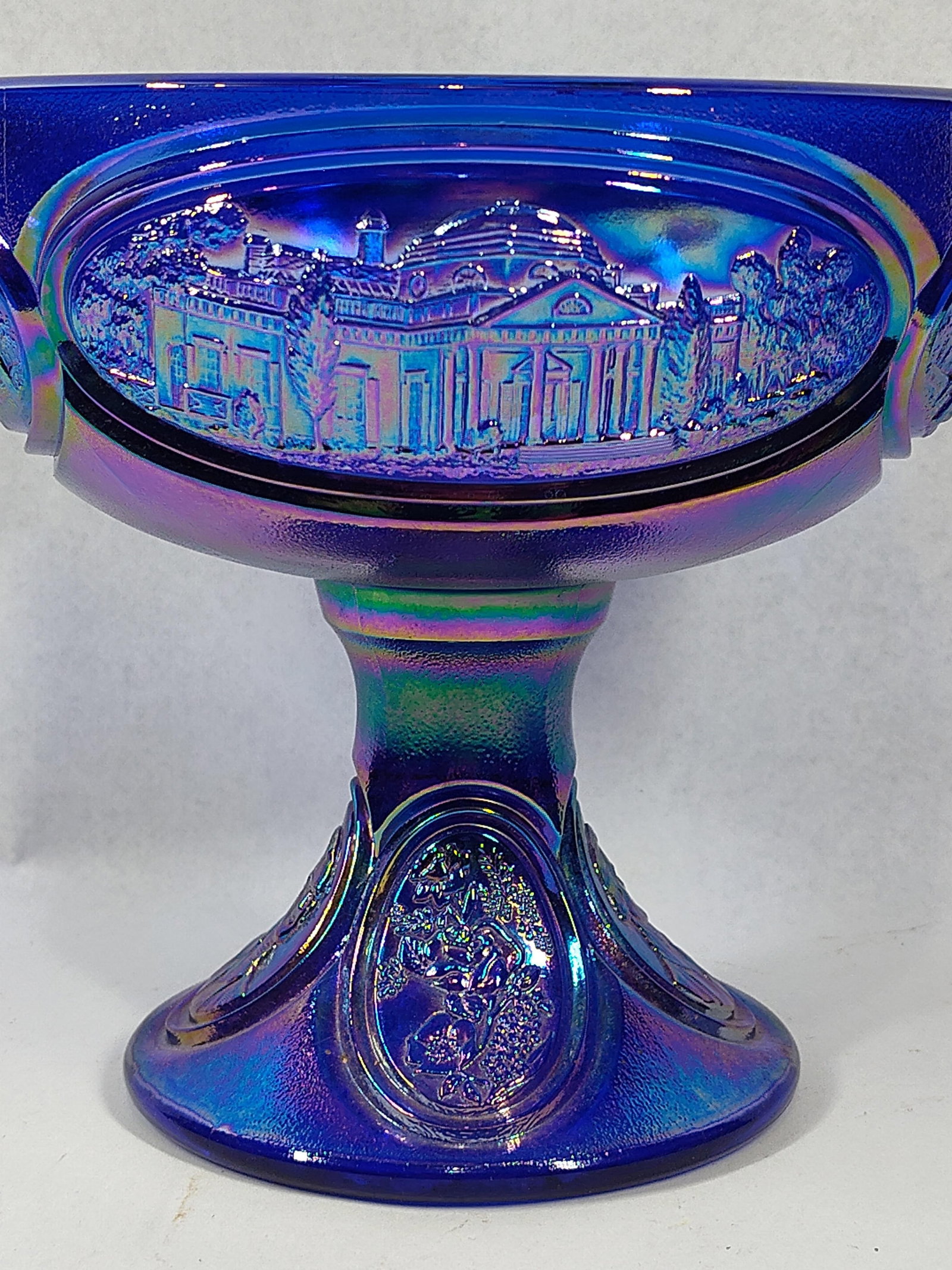 Fenton Jefferson Cobalt Covered Compote - 9