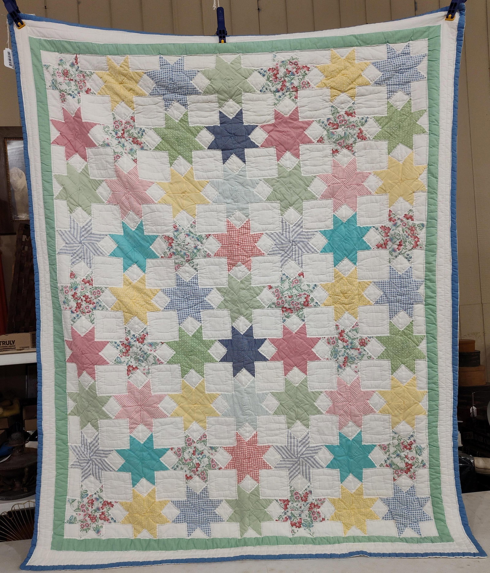 Vtg LeMoyne Star Patchwork Quilt - 2