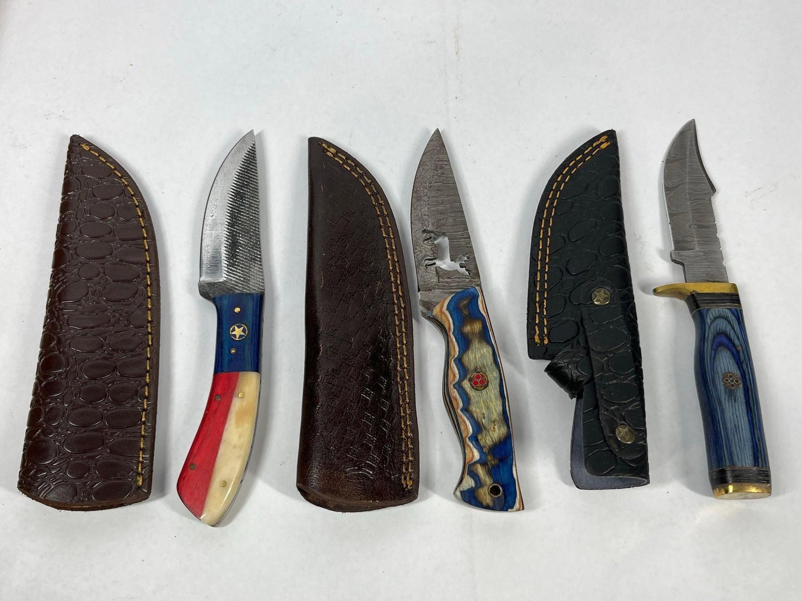 3 Custom Fixed-Blade Knives w/ Sheaths (1 of 4)