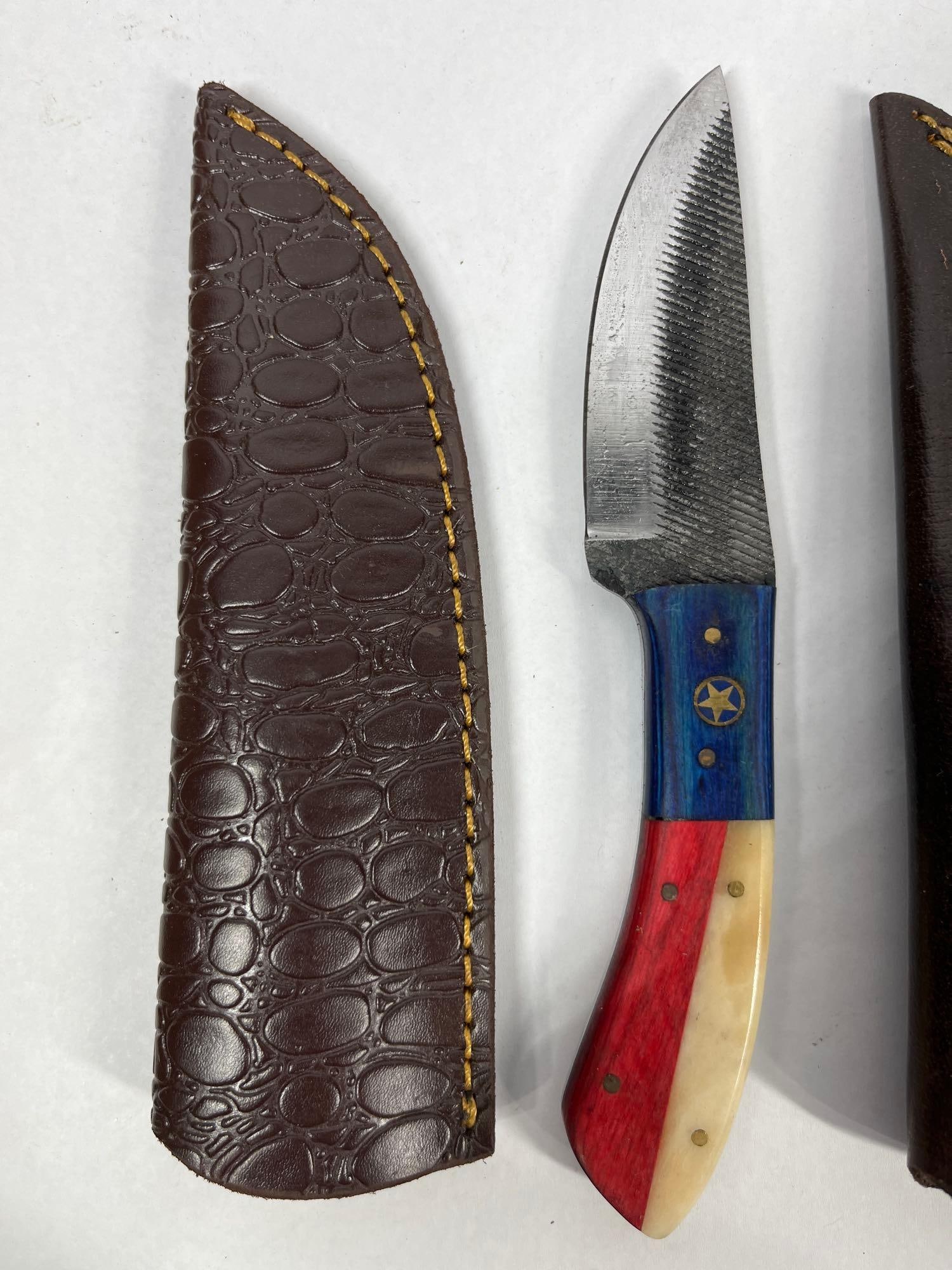 3 Custom Fixed-Blade Knives w/ Sheaths - 4