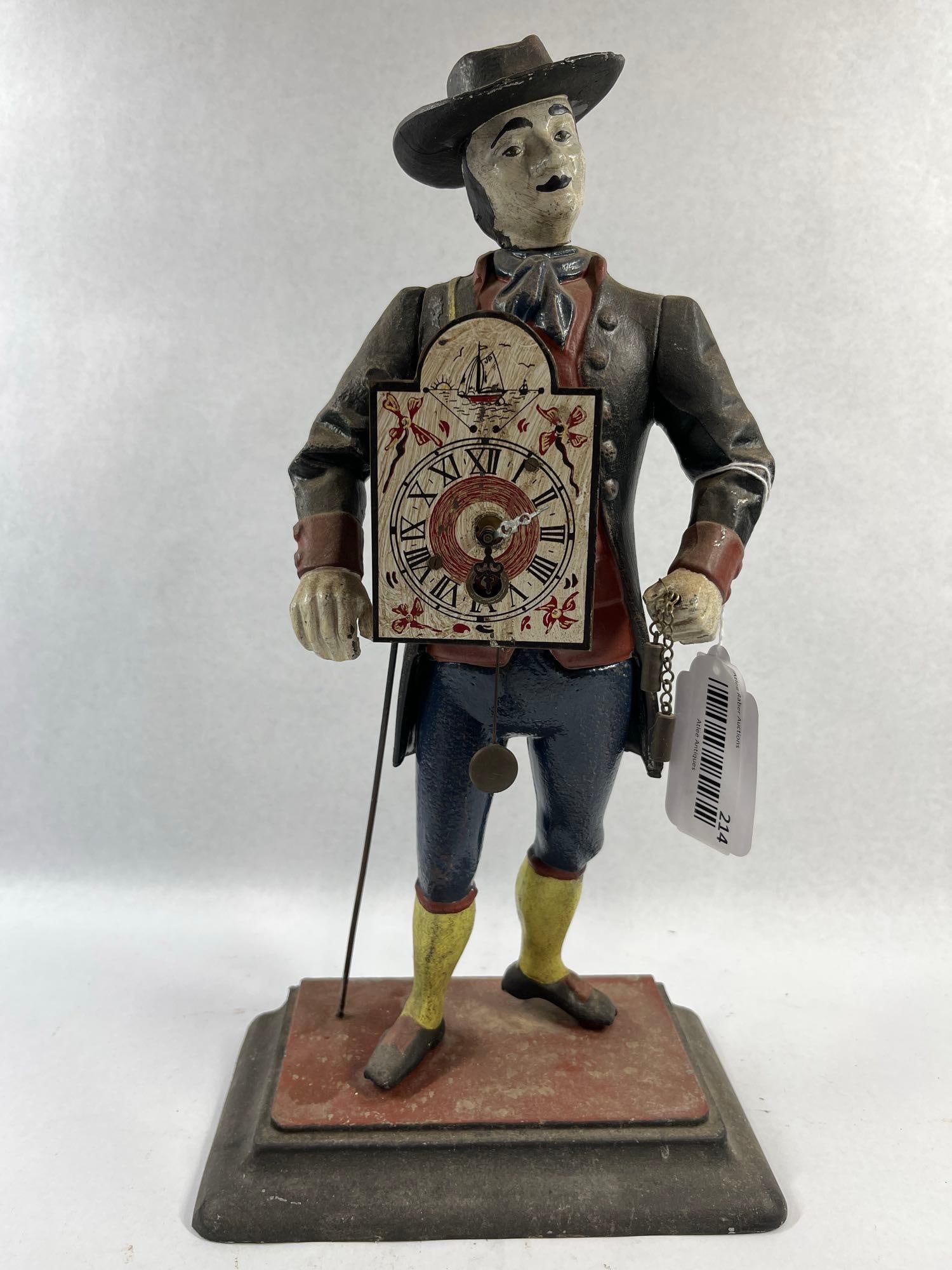 Dutch Peddler Cast Iron Mantel Clock (1 of 6)