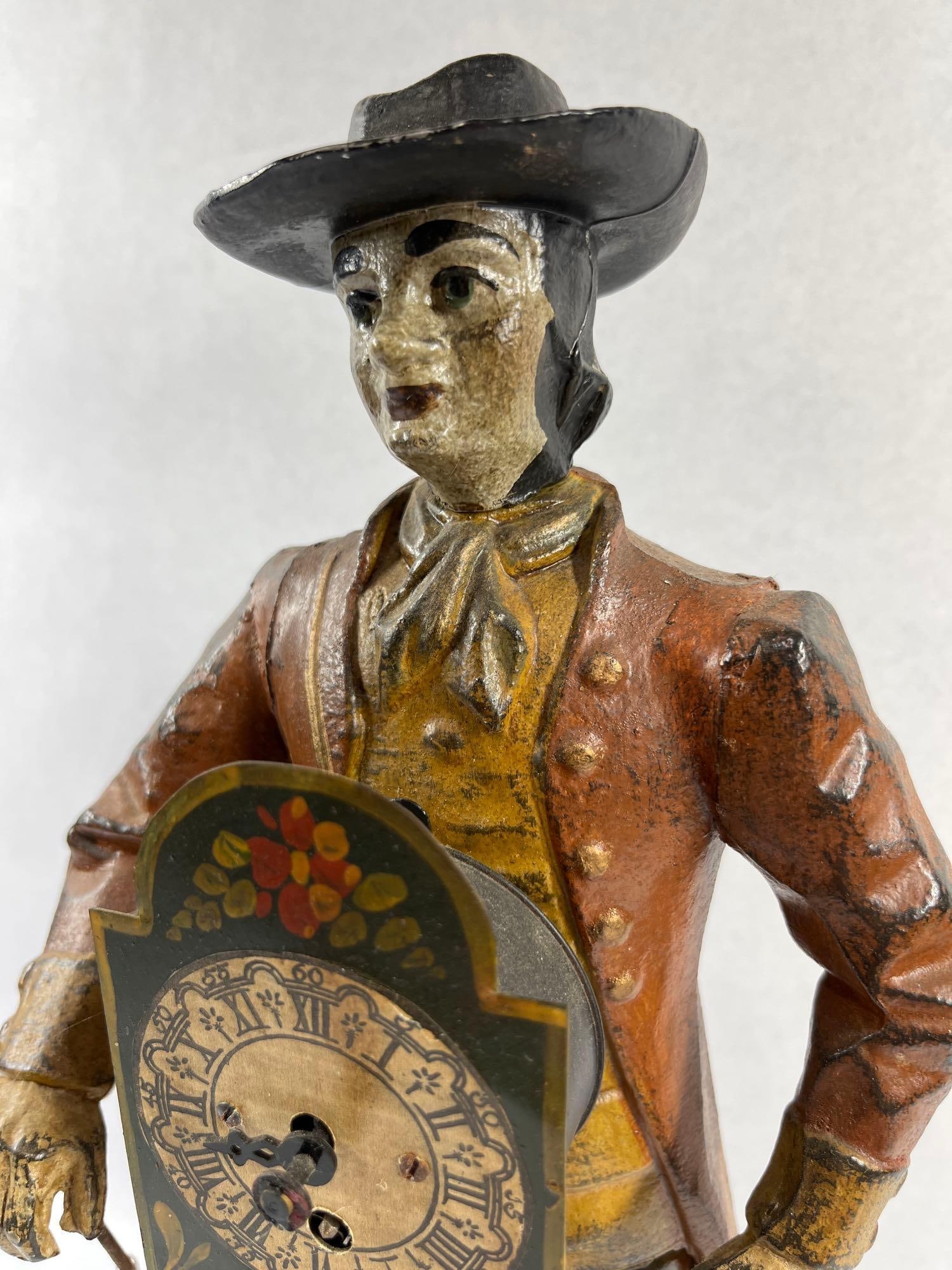 Cast Iron Blinking Eye Peddler Clock - 2