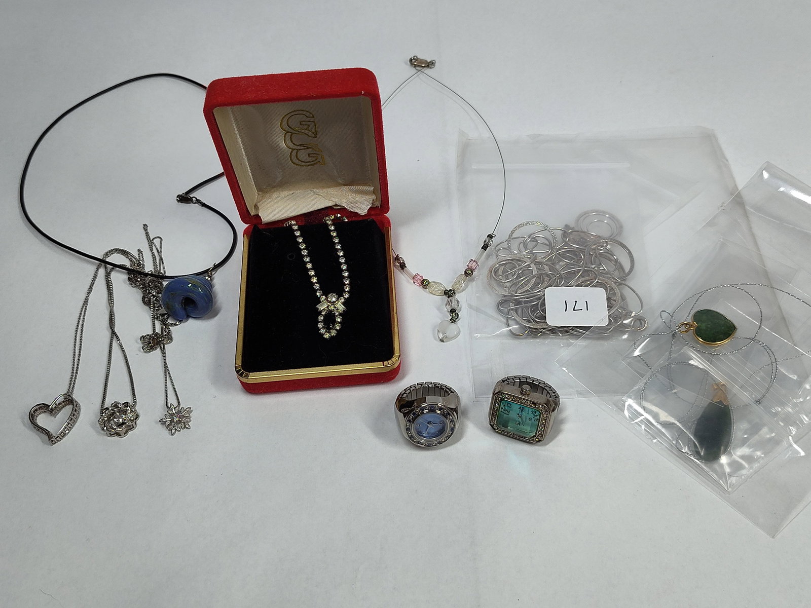 Str. Silver, Gemstone & Fashion Jewelry: Necklace and matching earrings are sterling silver. A diverse collection of jewelry featuring a Milor sterling silver vermeil set. The Milor set includes a long link necklace with interlocking oval an