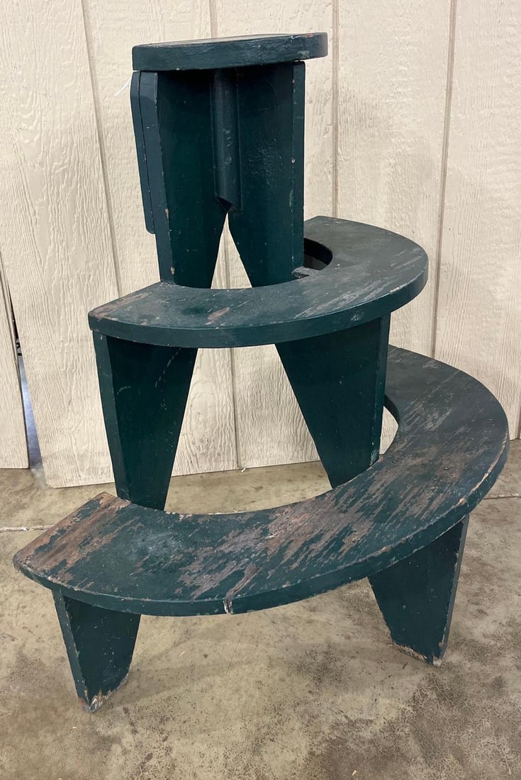 Primitive 3-Tier Painted Pine Stand - 2