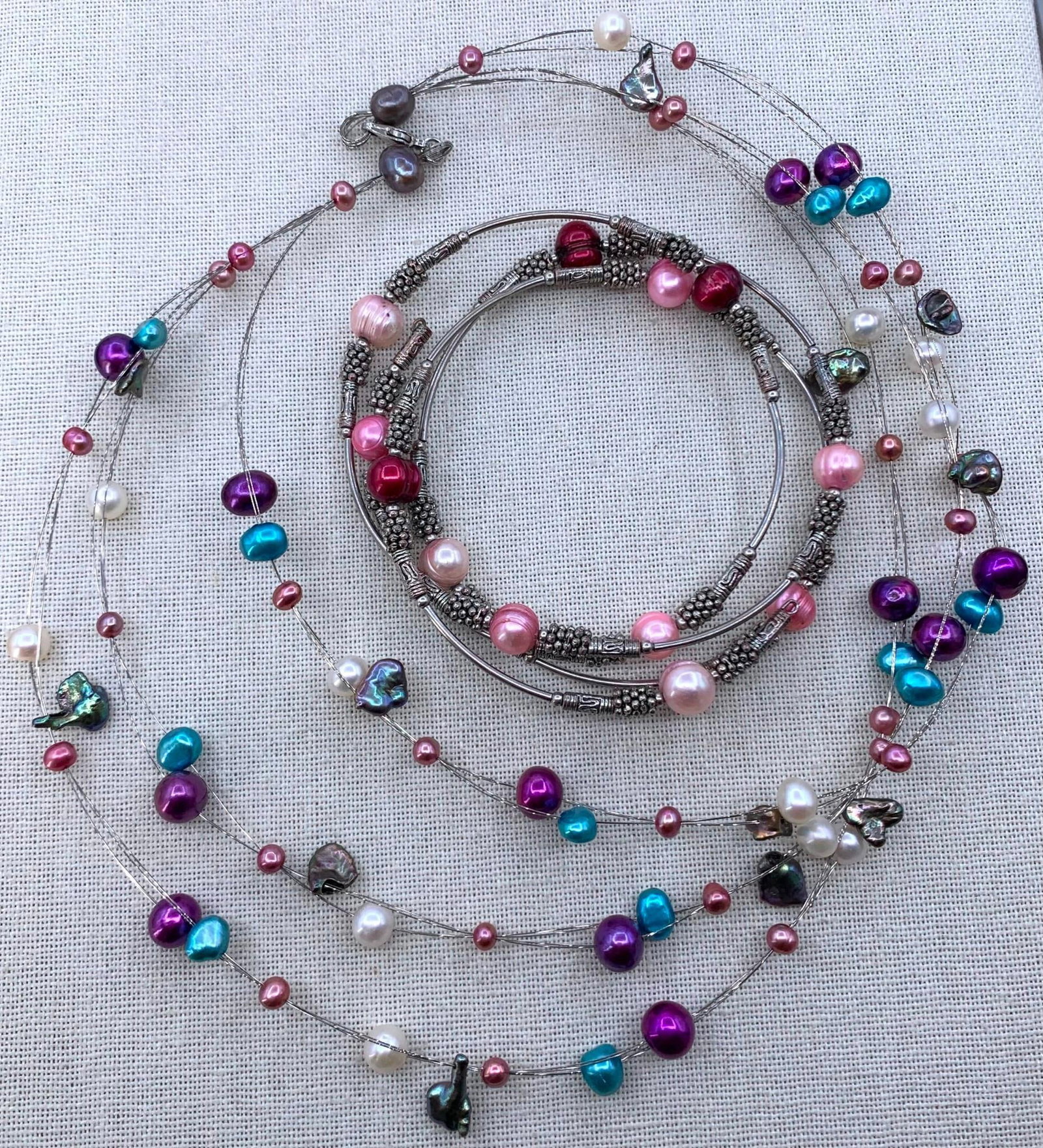 Floating Bead Necklace & Wrap Bracelet (1 of 13)