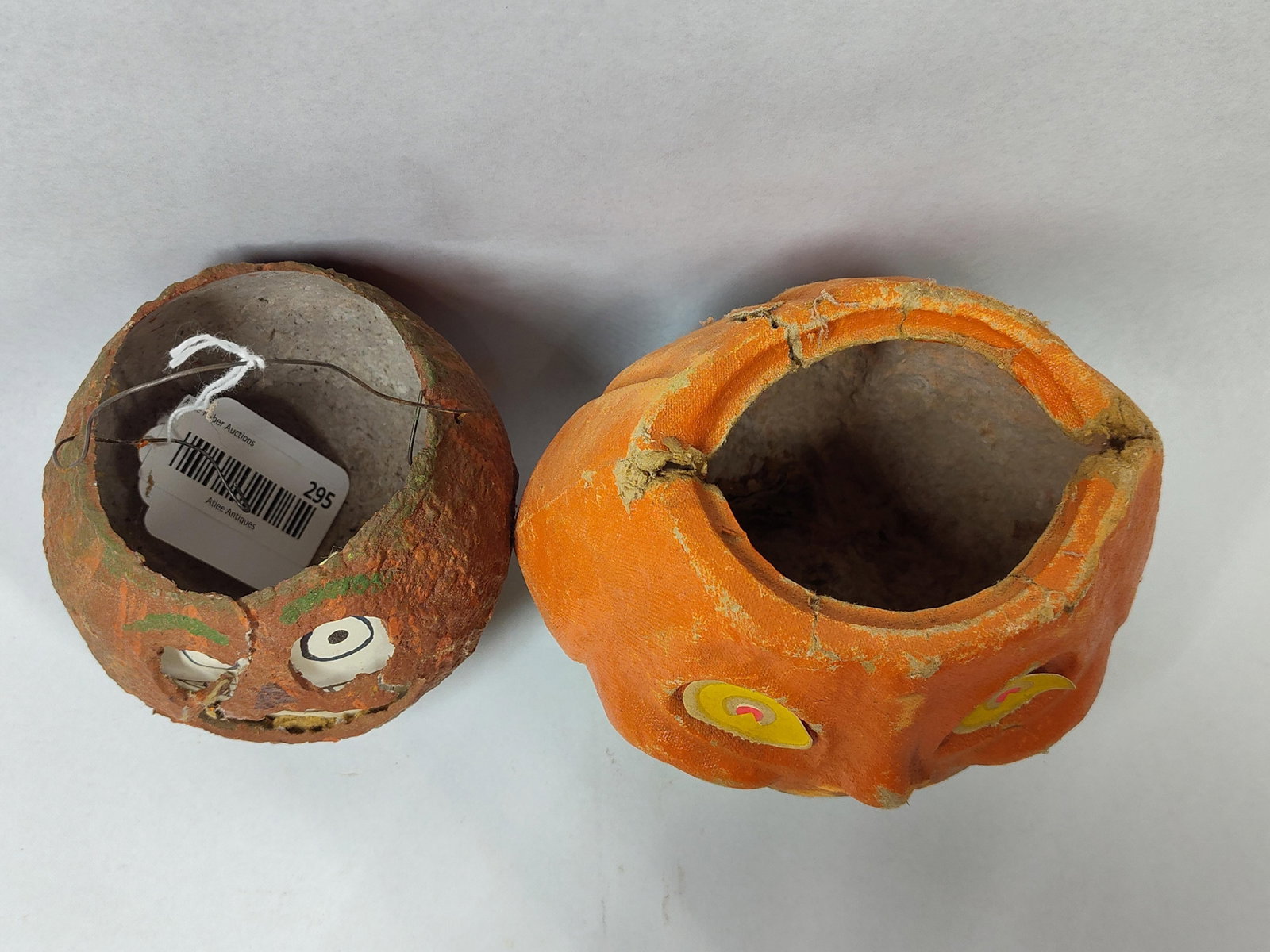 Pair Vtg Paper Pulp Jack-O-Lanterns - 3