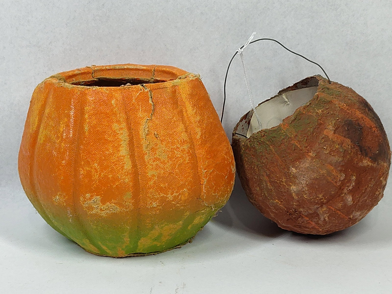 Pair Vtg Paper Pulp Jack-O-Lanterns - 5