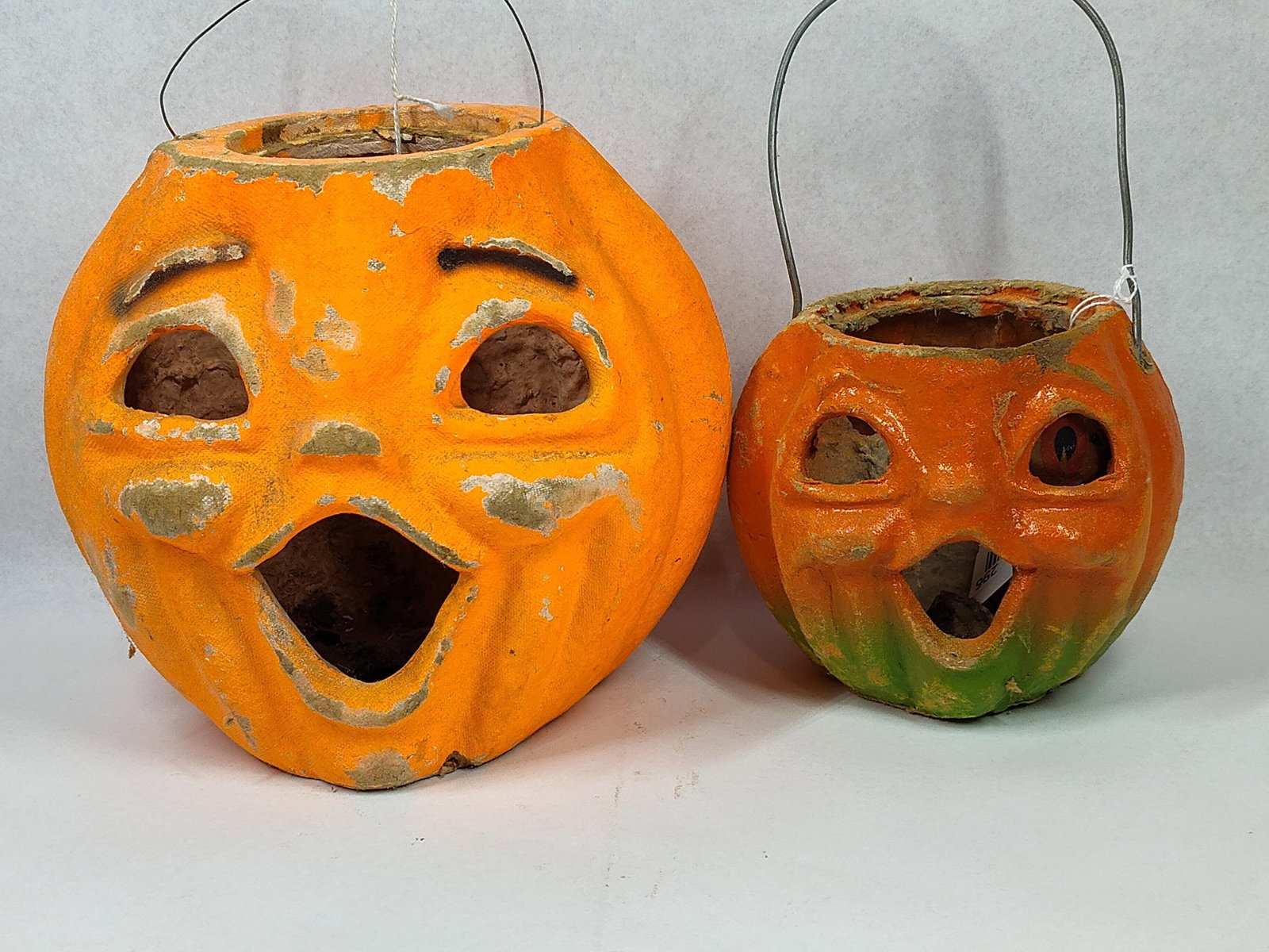 Pair Vtg Pulp Jack-O-Lantern Buckets (1 of 6)