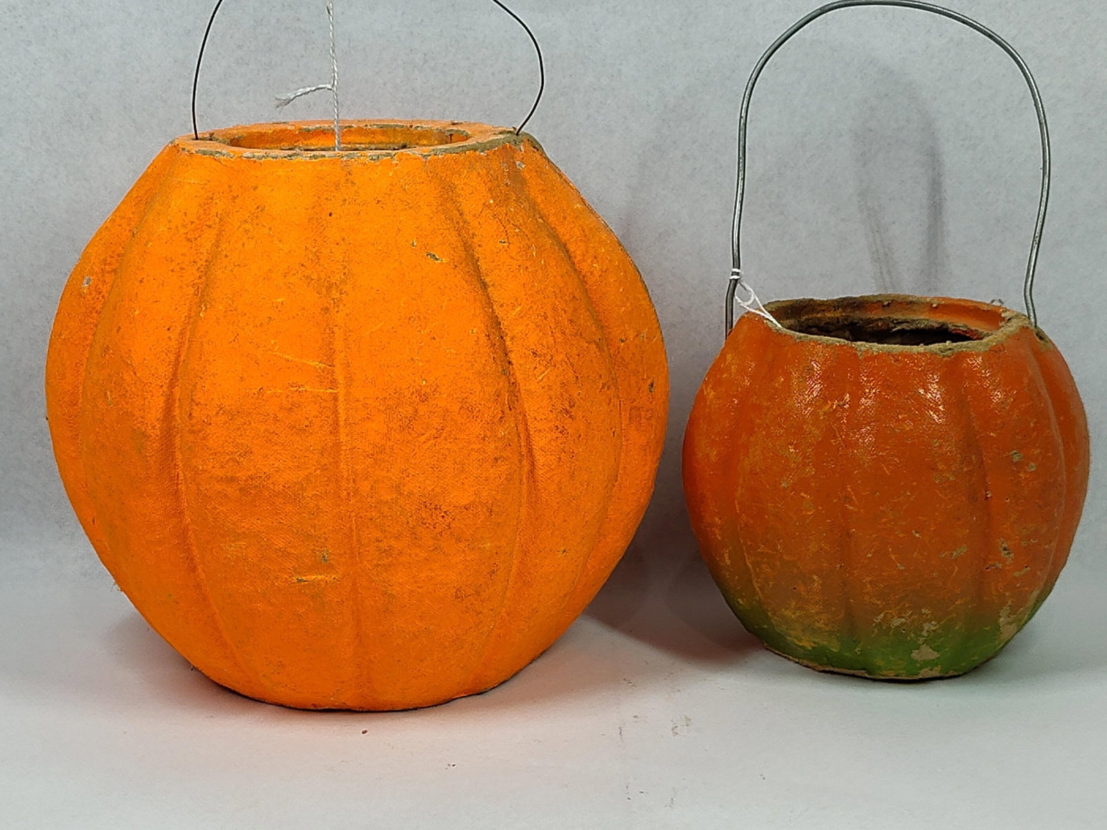 Pair Vtg Pulp Jack-O-Lantern Buckets - 3