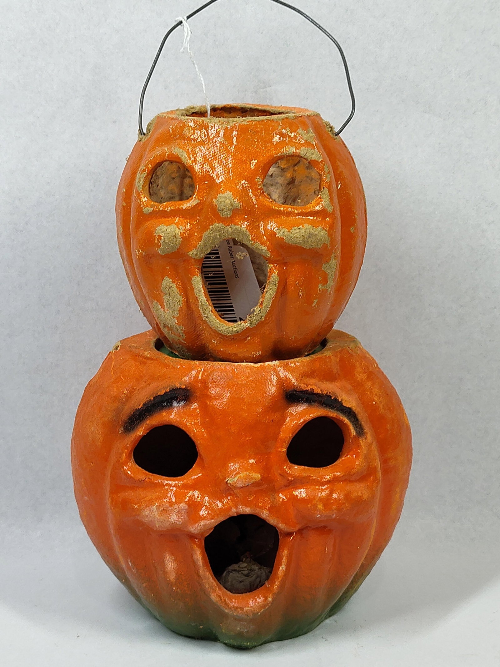 Pair Vtg Papier-Mache Jack-O'-Lanterns (1 of 4)